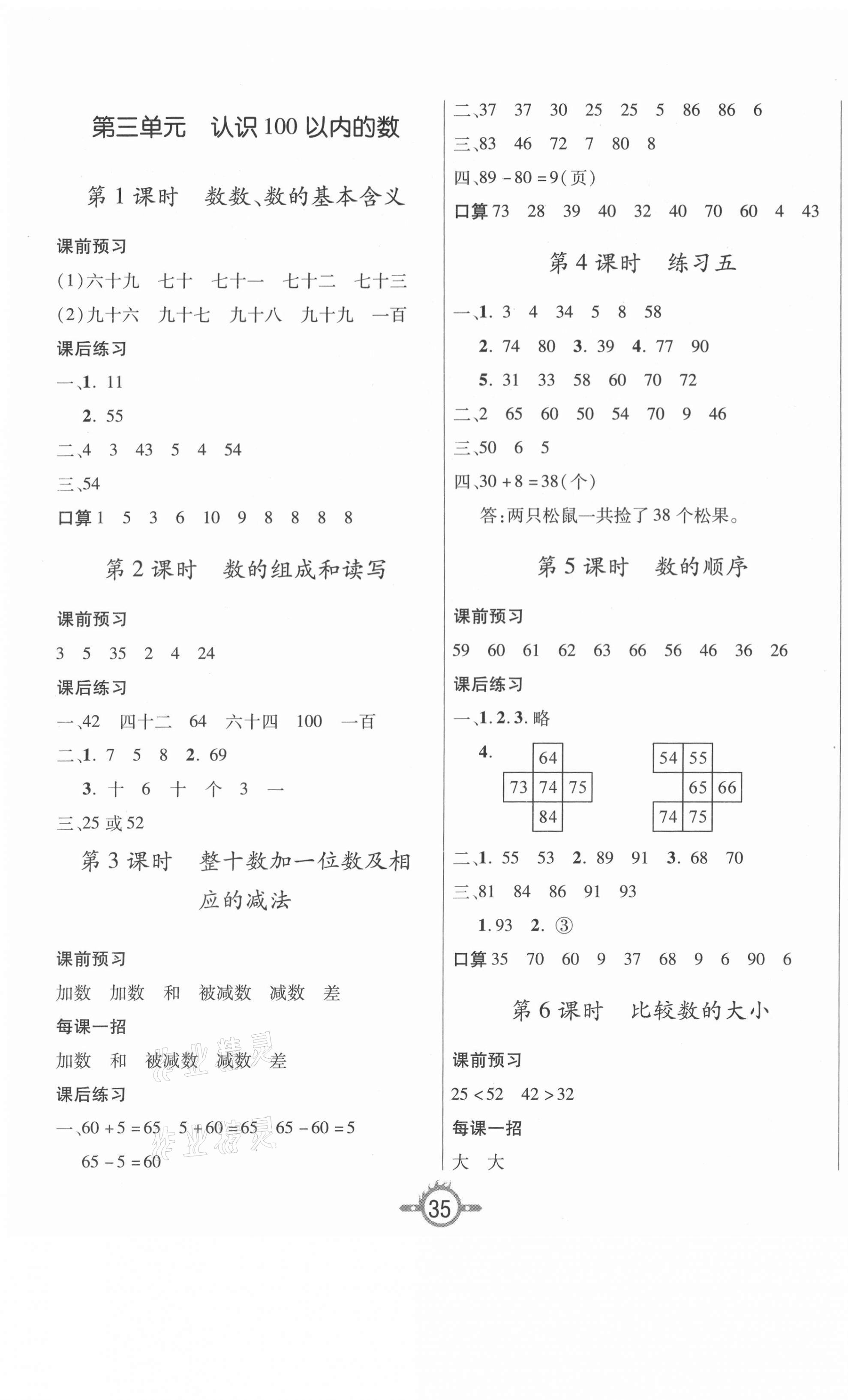 2021年創(chuàng)新課課練一年級(jí)數(shù)學(xué)下冊(cè)蘇教版 第3頁(yè)