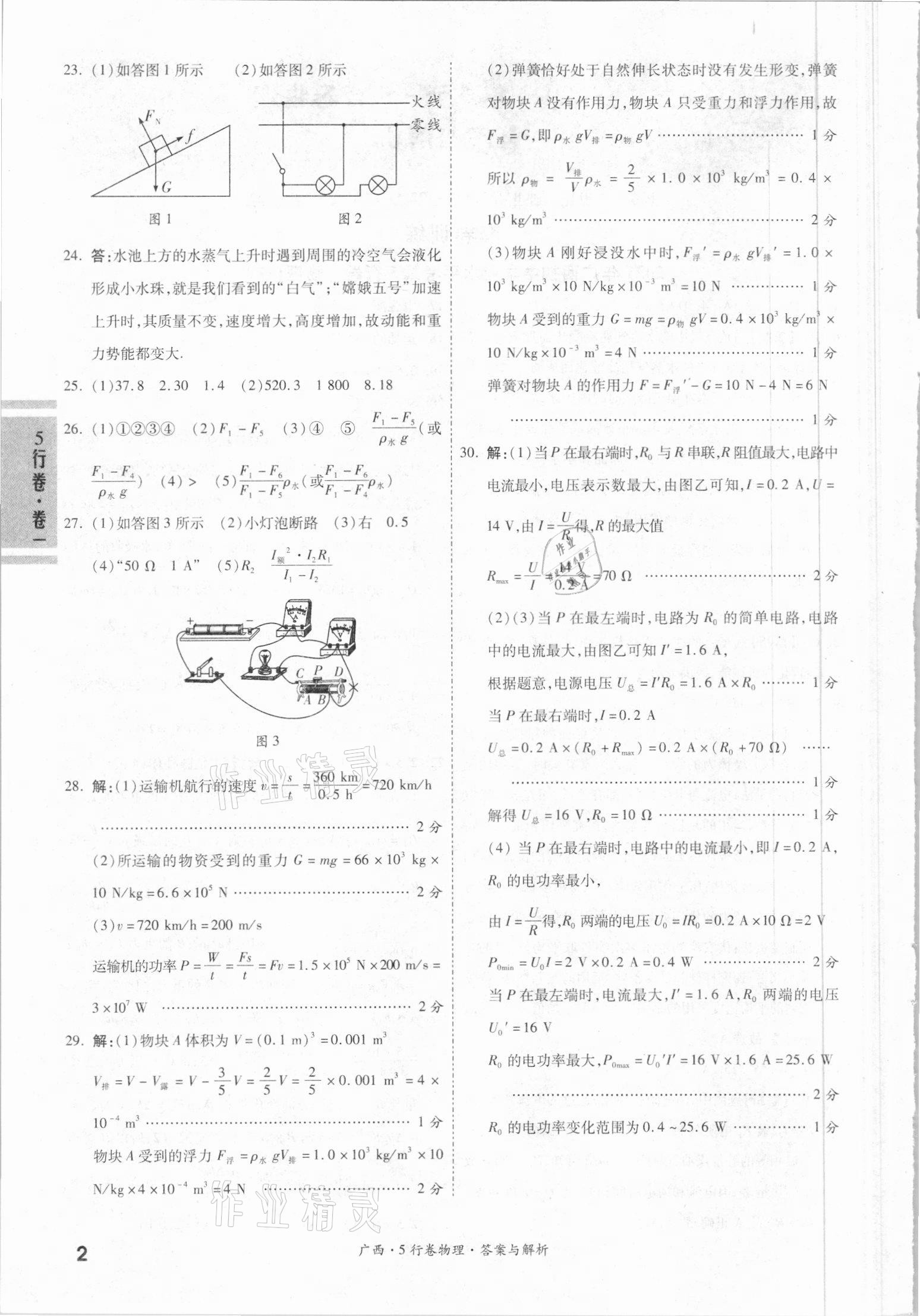 2021年一戰(zhàn)成名5行卷物理廣西專版 第2頁