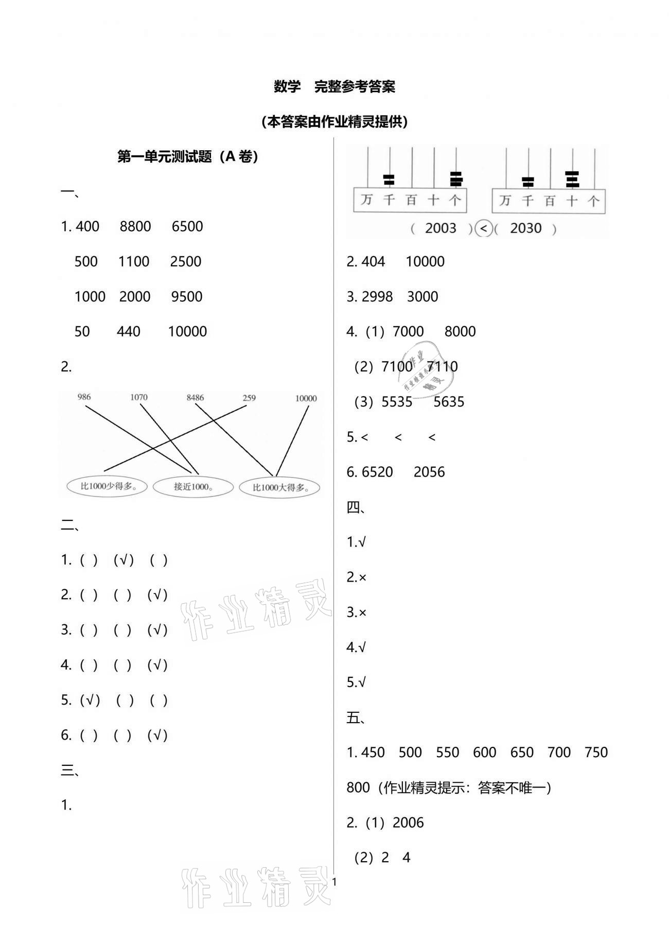 2021年新課堂學(xué)習(xí)與探究二年級數(shù)學(xué)下學(xué)期青島版萊西專版 參考答案第1頁