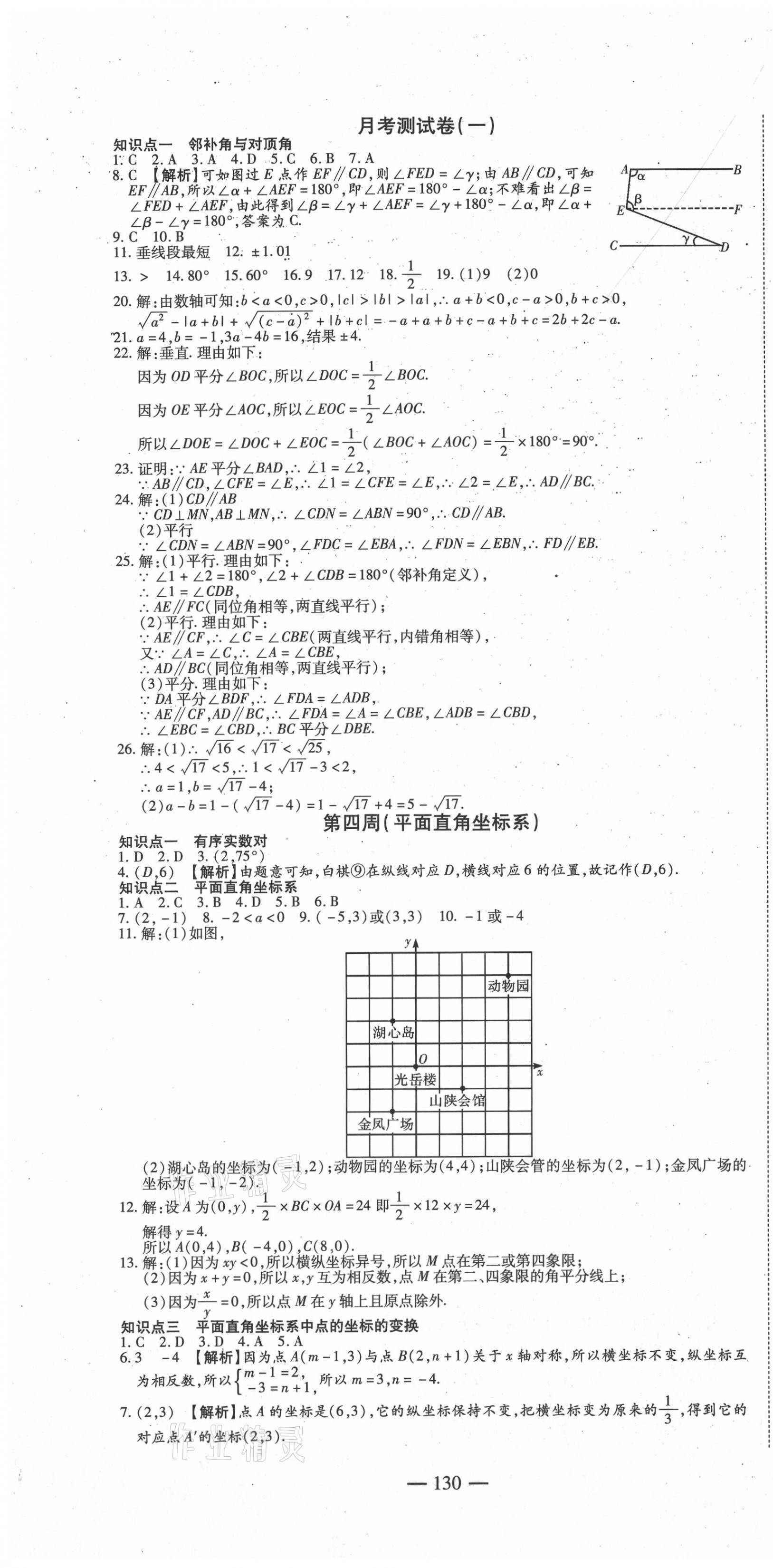 2021年巔峰訓練周周測七年級數(shù)學下冊人教版 參考答案第4頁