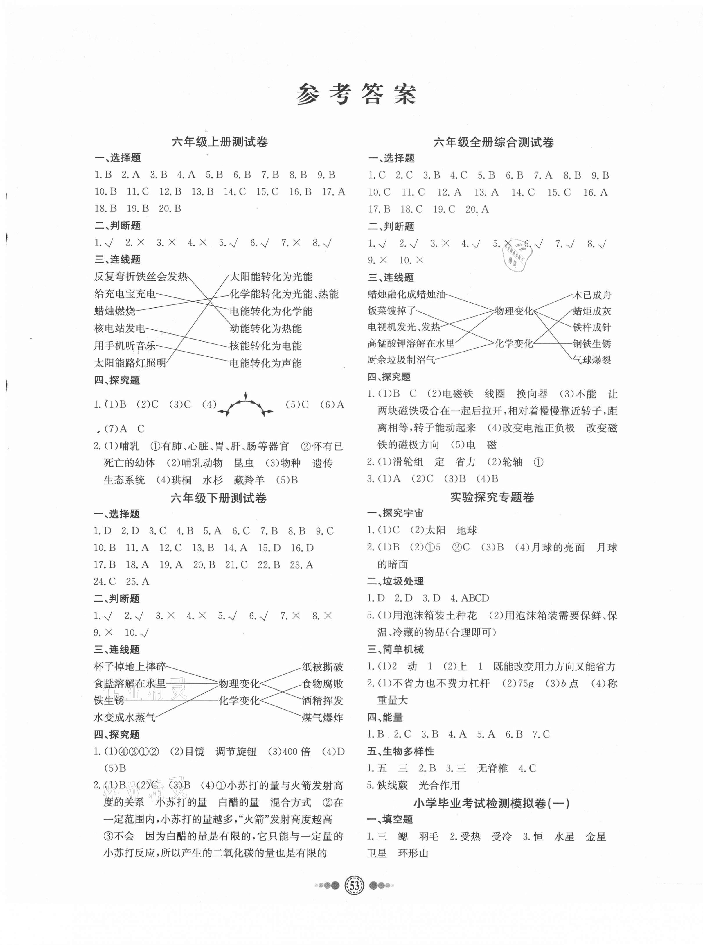 2021年励耘小考助跑卷科学B版浙江专版 第1页