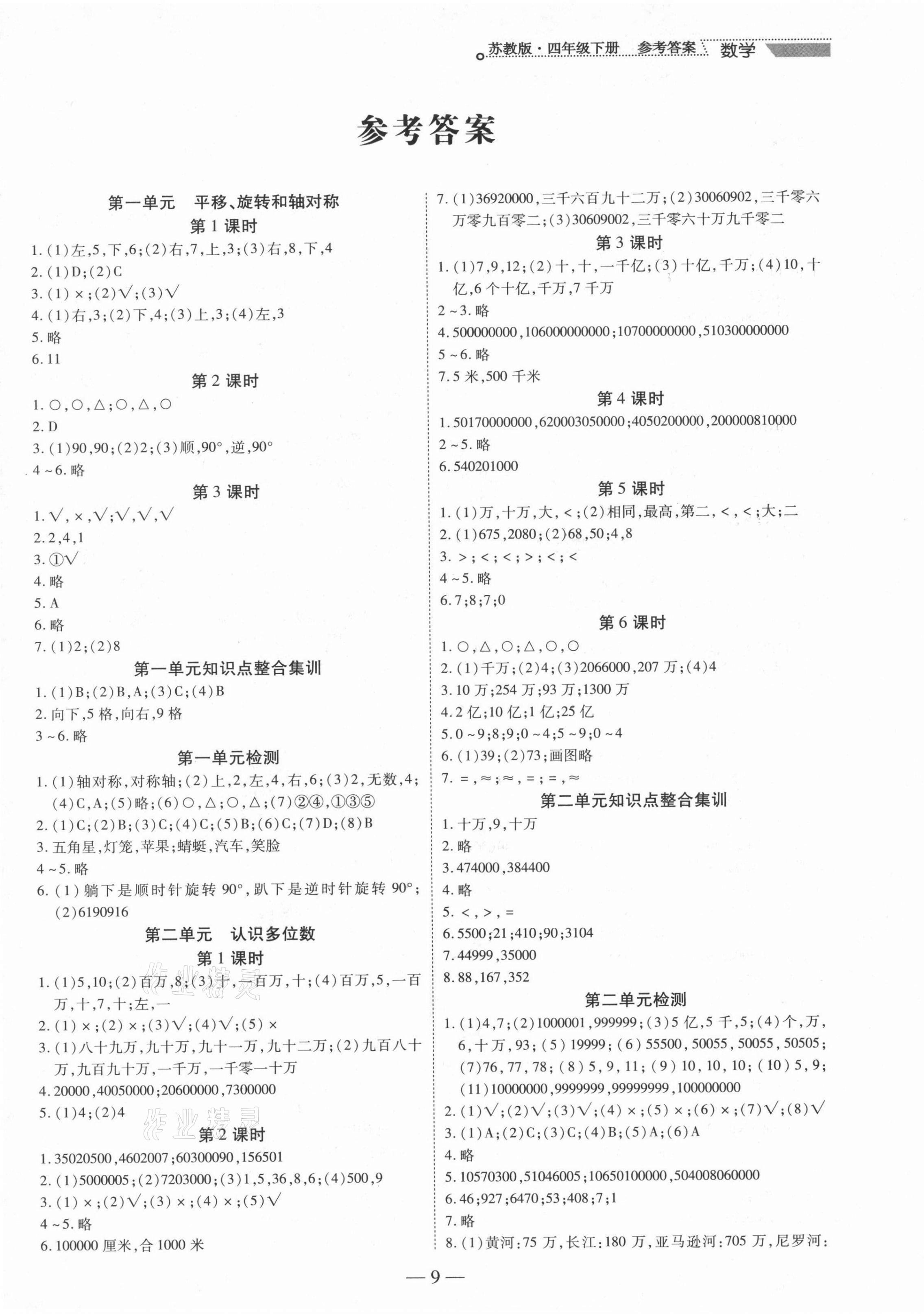 2021年新世紀(jì)好題作業(yè)本四年級(jí)數(shù)學(xué)下冊(cè)蘇教版 第1頁(yè)