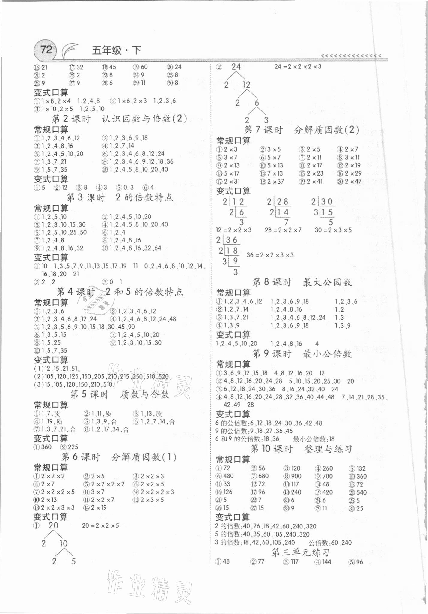 2021年口算100五年級(jí)下冊(cè)蘇教版 第2頁