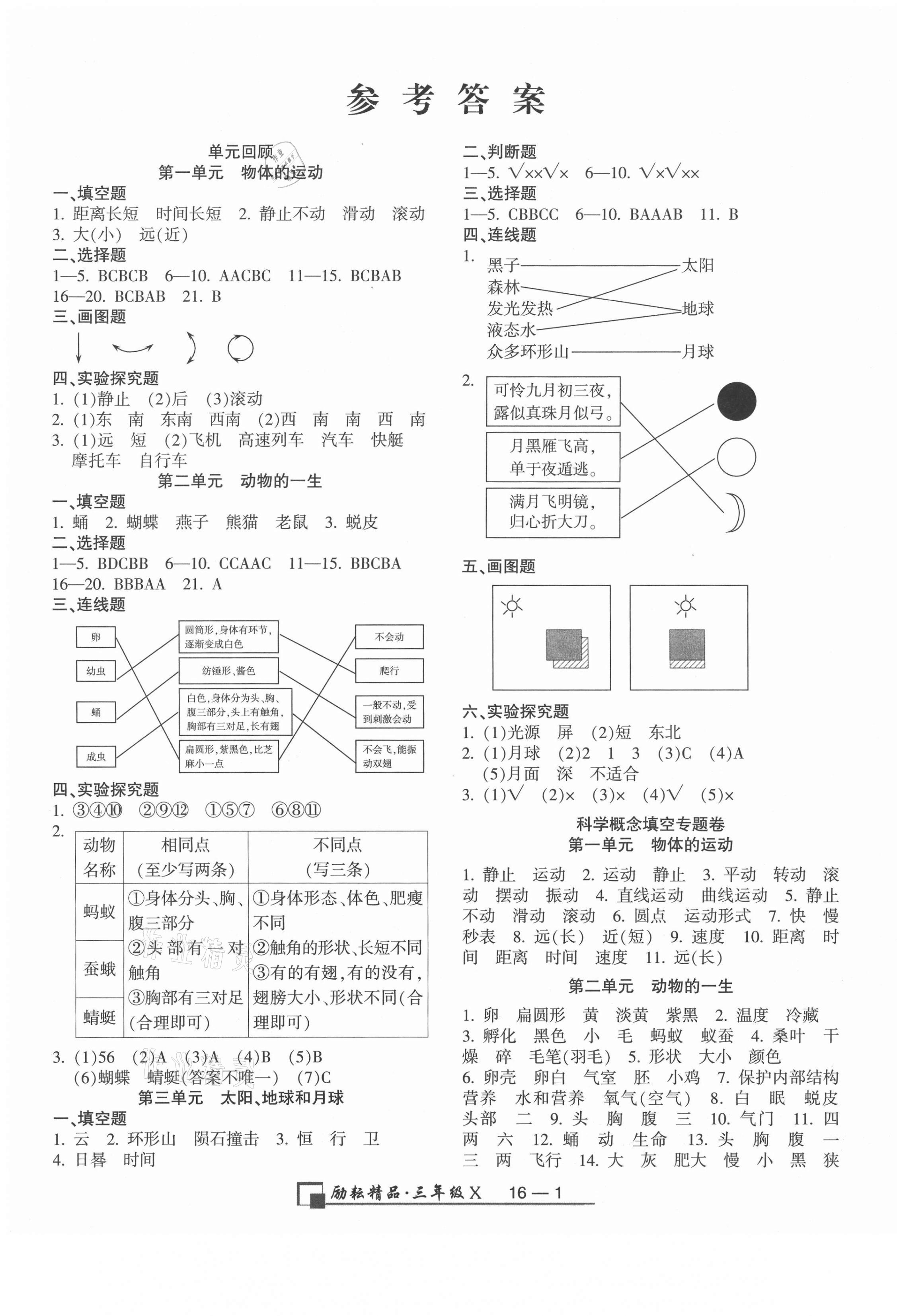 2021年励耘书业浙江期末三年级科学下册教科版 第1页