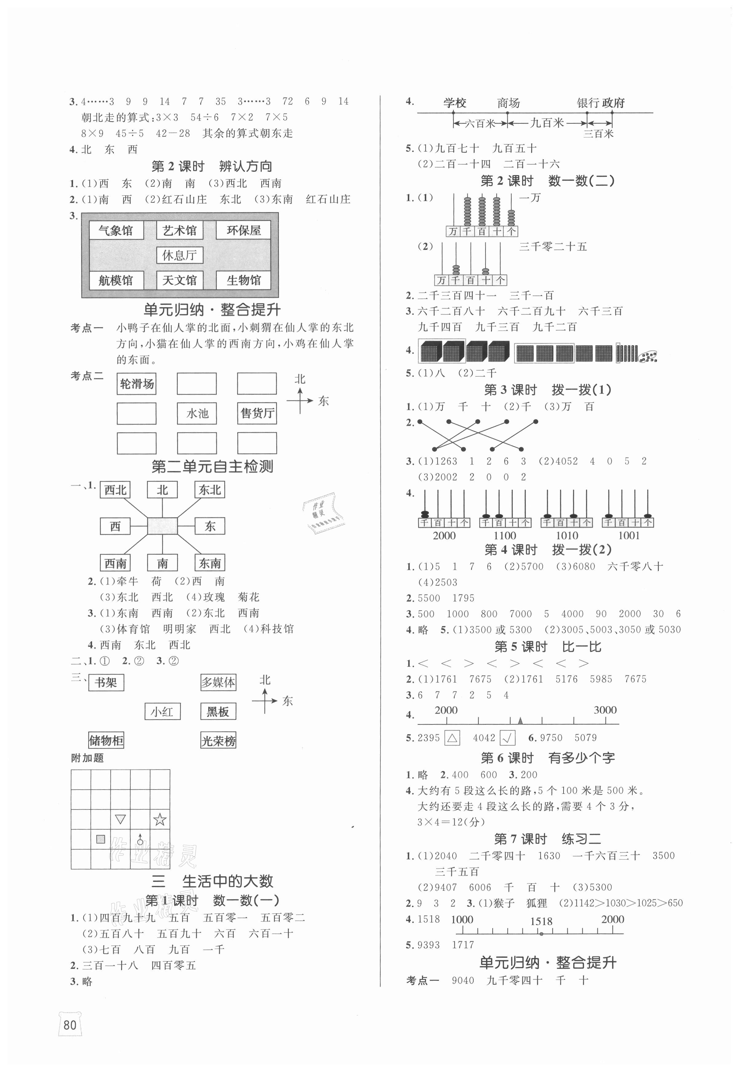 2021年黃岡名師天天練二年級數(shù)學(xué)下冊北師大版廣東專版 參考答案第2頁