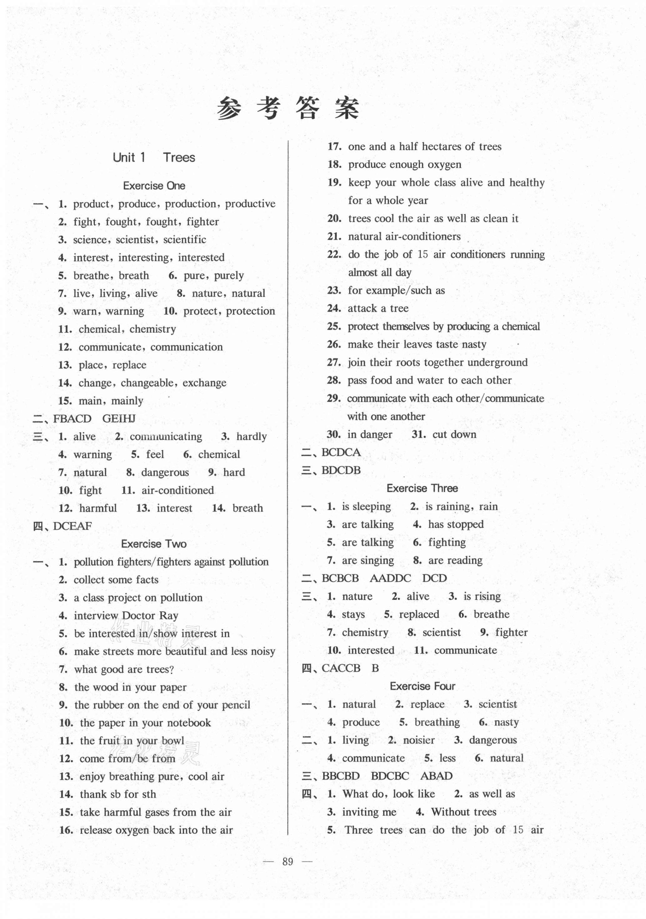 2021年精練與提高八年級(jí)英語(yǔ)第二學(xué)期牛津版 參考答案第1頁(yè)