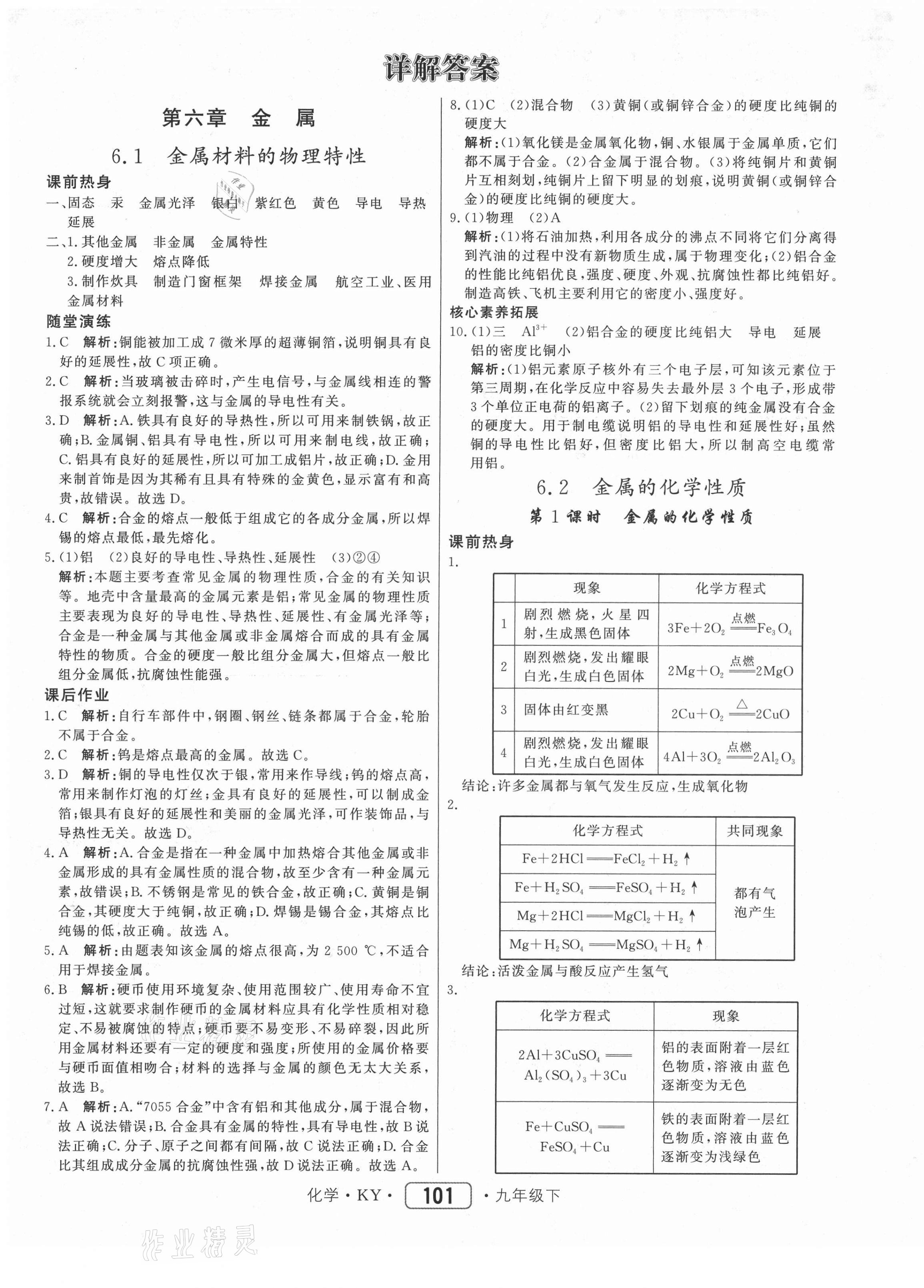 2021年紅對(duì)勾45分鐘作業(yè)與單元評(píng)估九年級(jí)化學(xué)下冊(cè)科粵版 參考答案第1頁(yè)