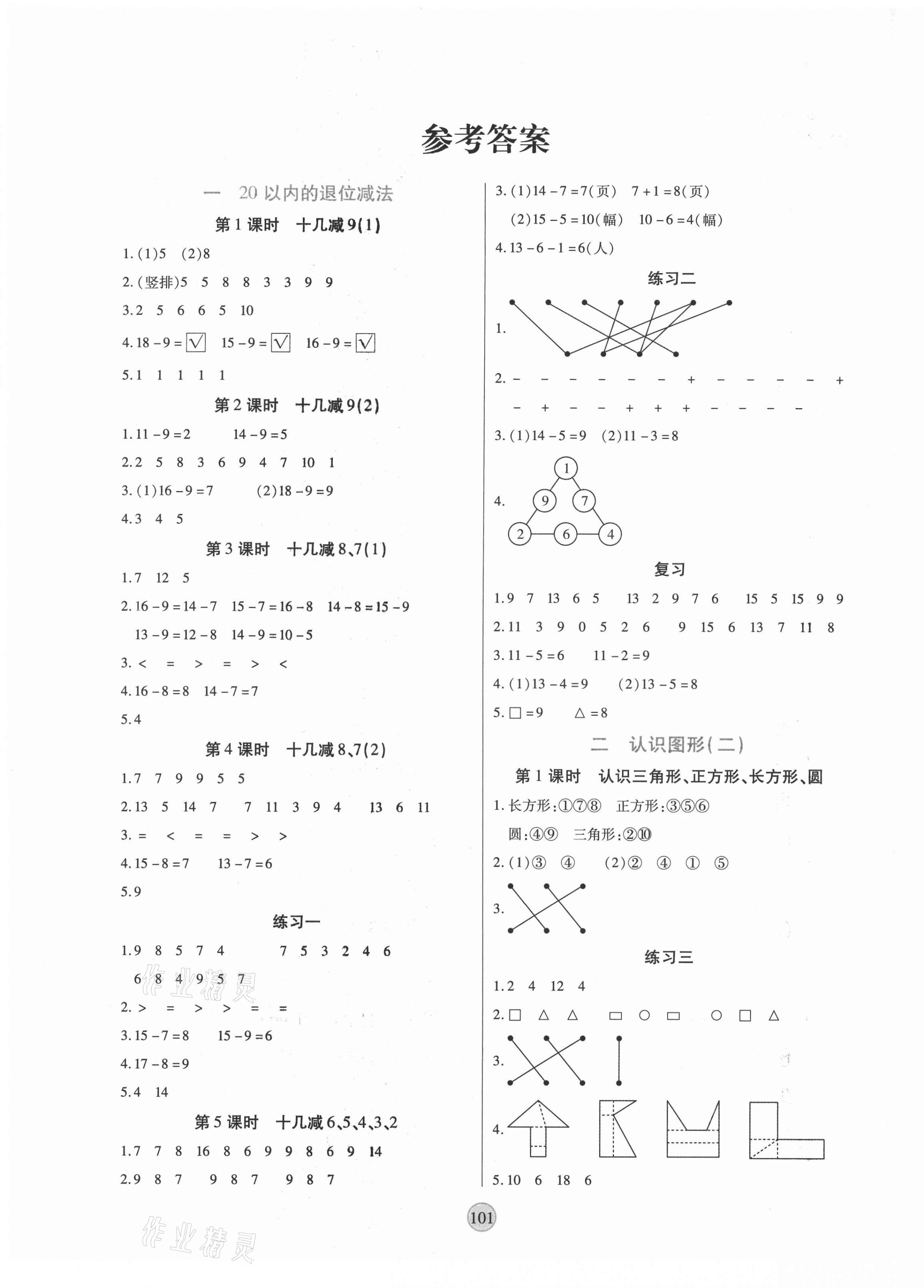 2021年云頂課堂一年級數(shù)學下冊蘇教版 第1頁