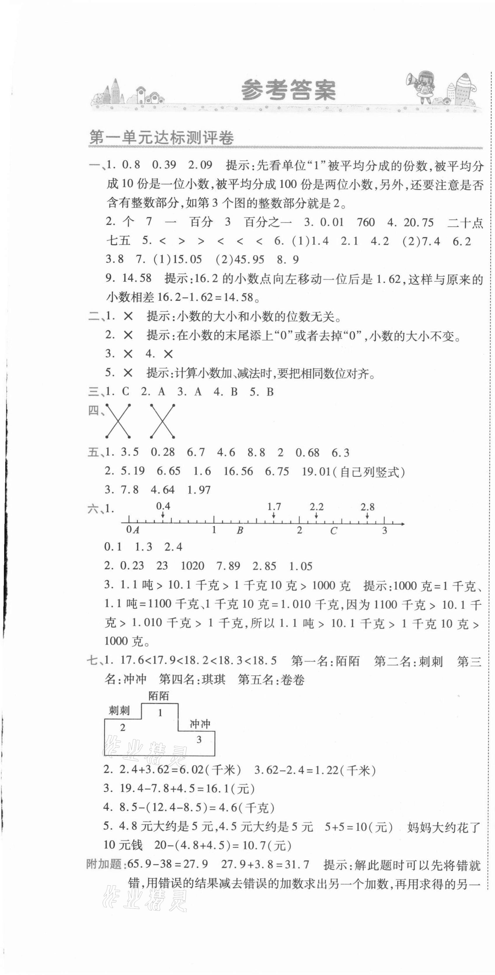 2021年期末100分沖刺卷四年級數(shù)學(xué)下冊北師大版 第1頁