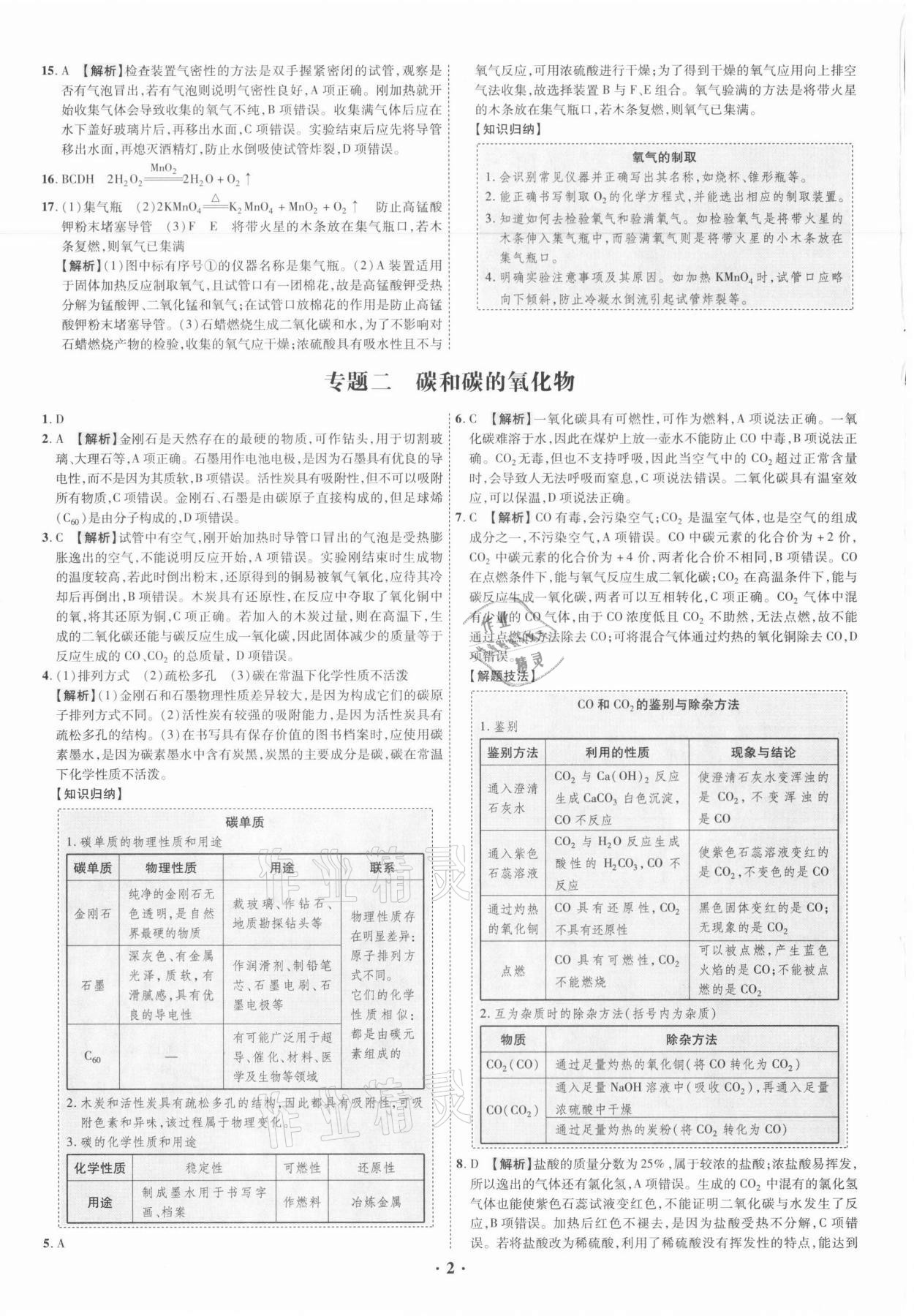 2021年中考命題大解密化學廣東專版陽光出版社 參考答案第2頁