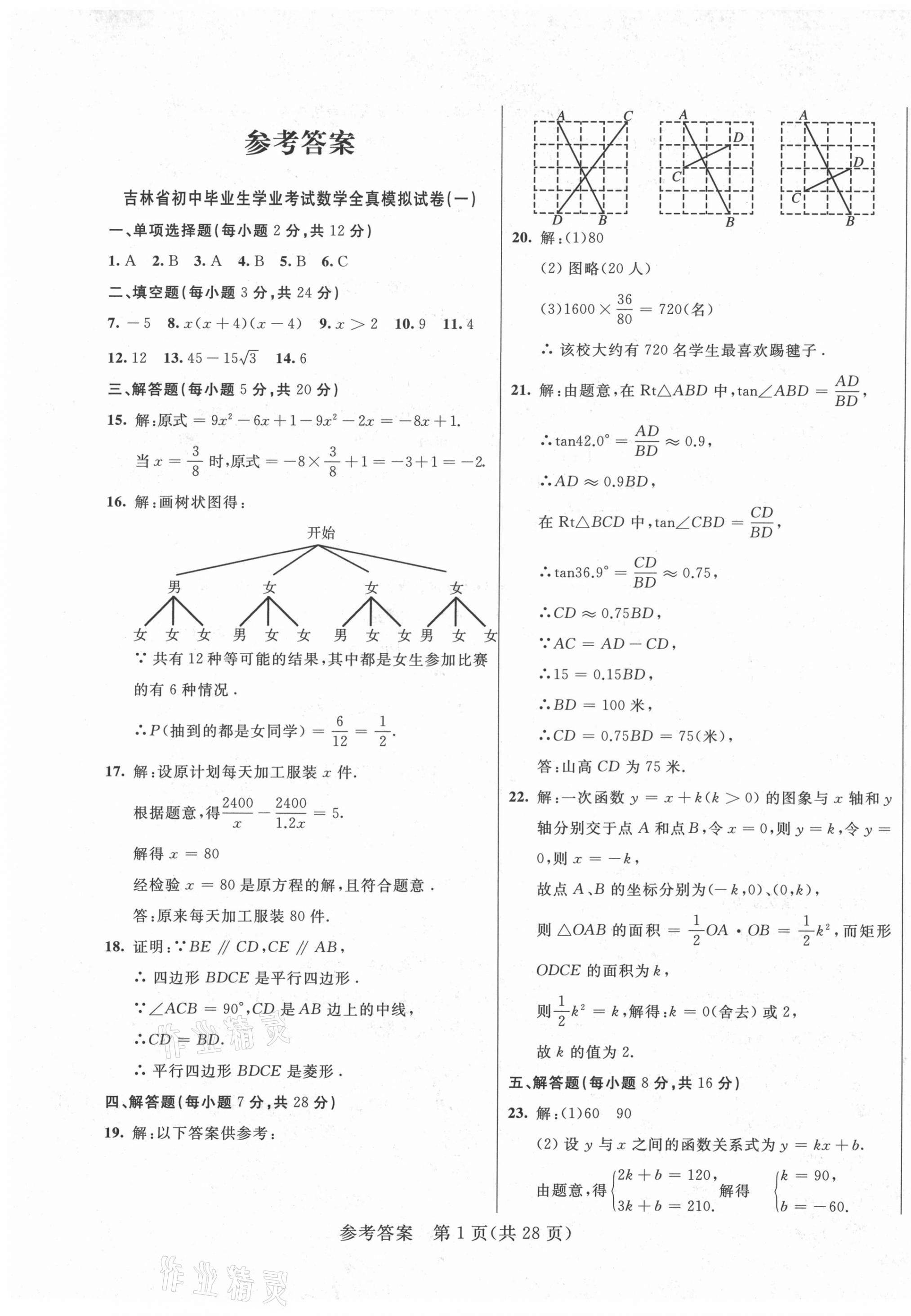 2021年中考1號全真模擬實戰卷數學吉林專版 第1頁