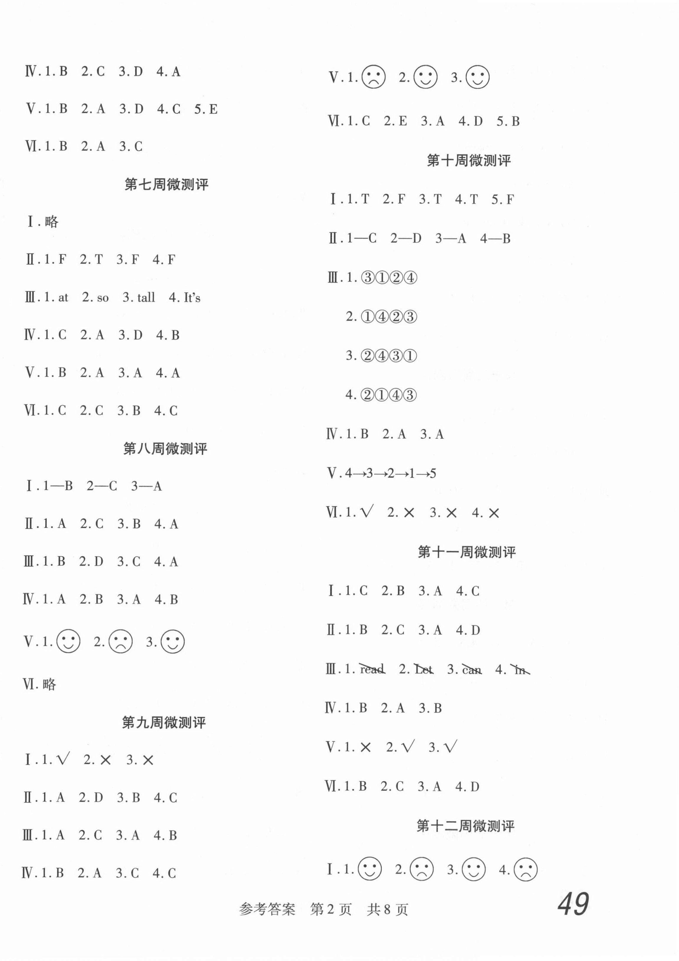 2021年一线调研学业测评三年级英语下册人教PEP版 第2页