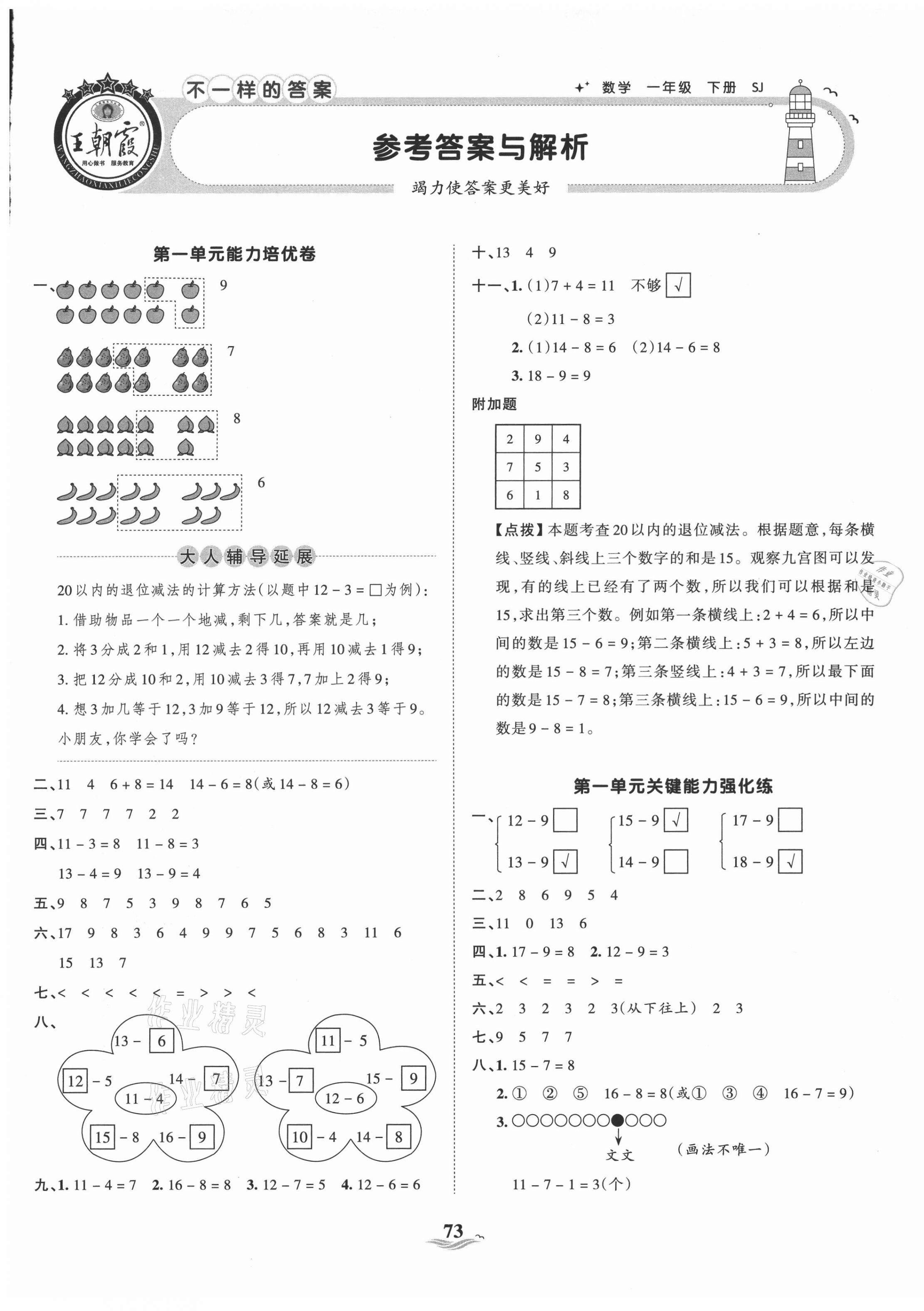 2021年王朝霞培优100分一年级数学下册苏教版 第1页