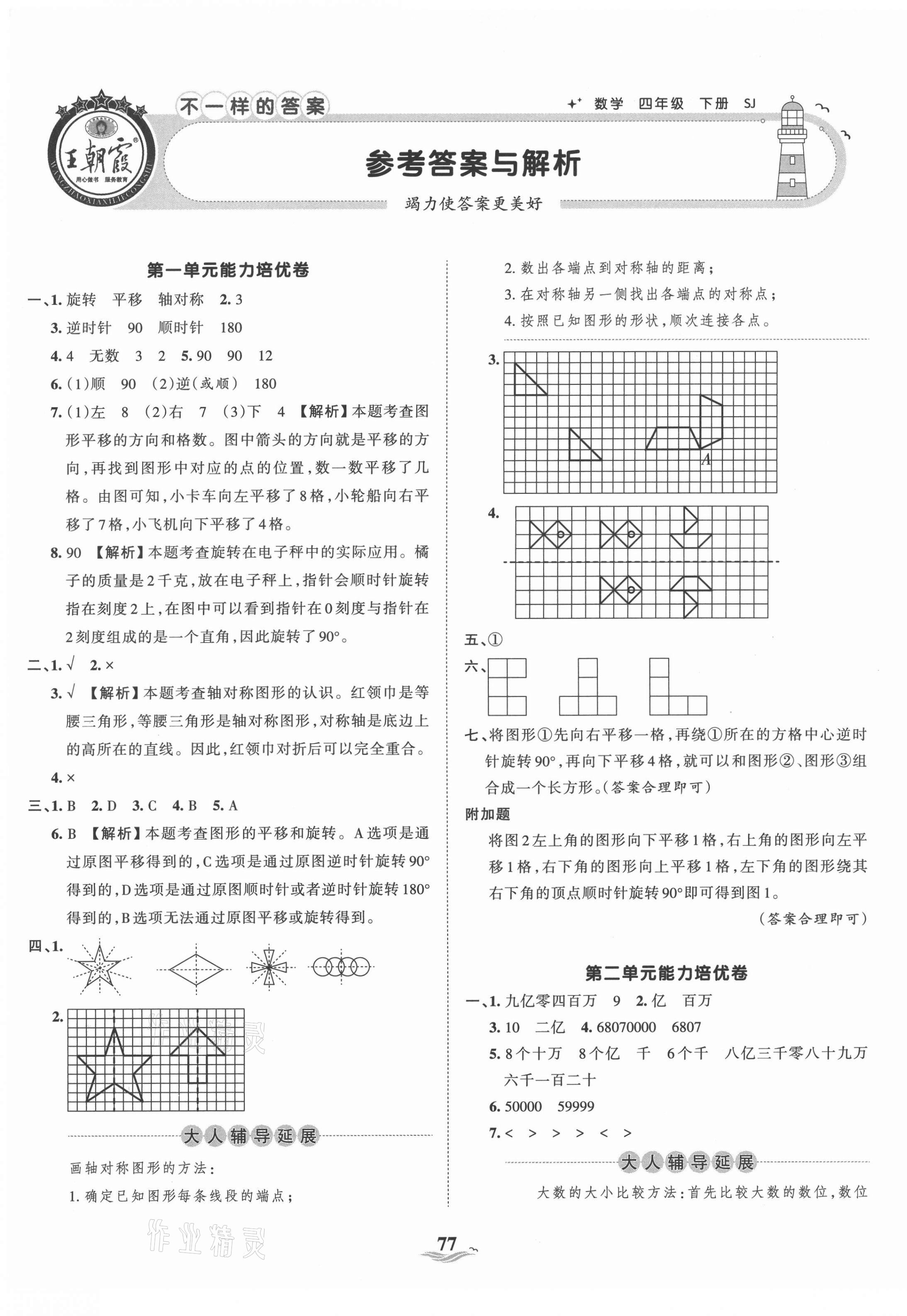 2021年王朝霞培優(yōu)100分四年級數(shù)學(xué)下冊蘇教版 第1頁