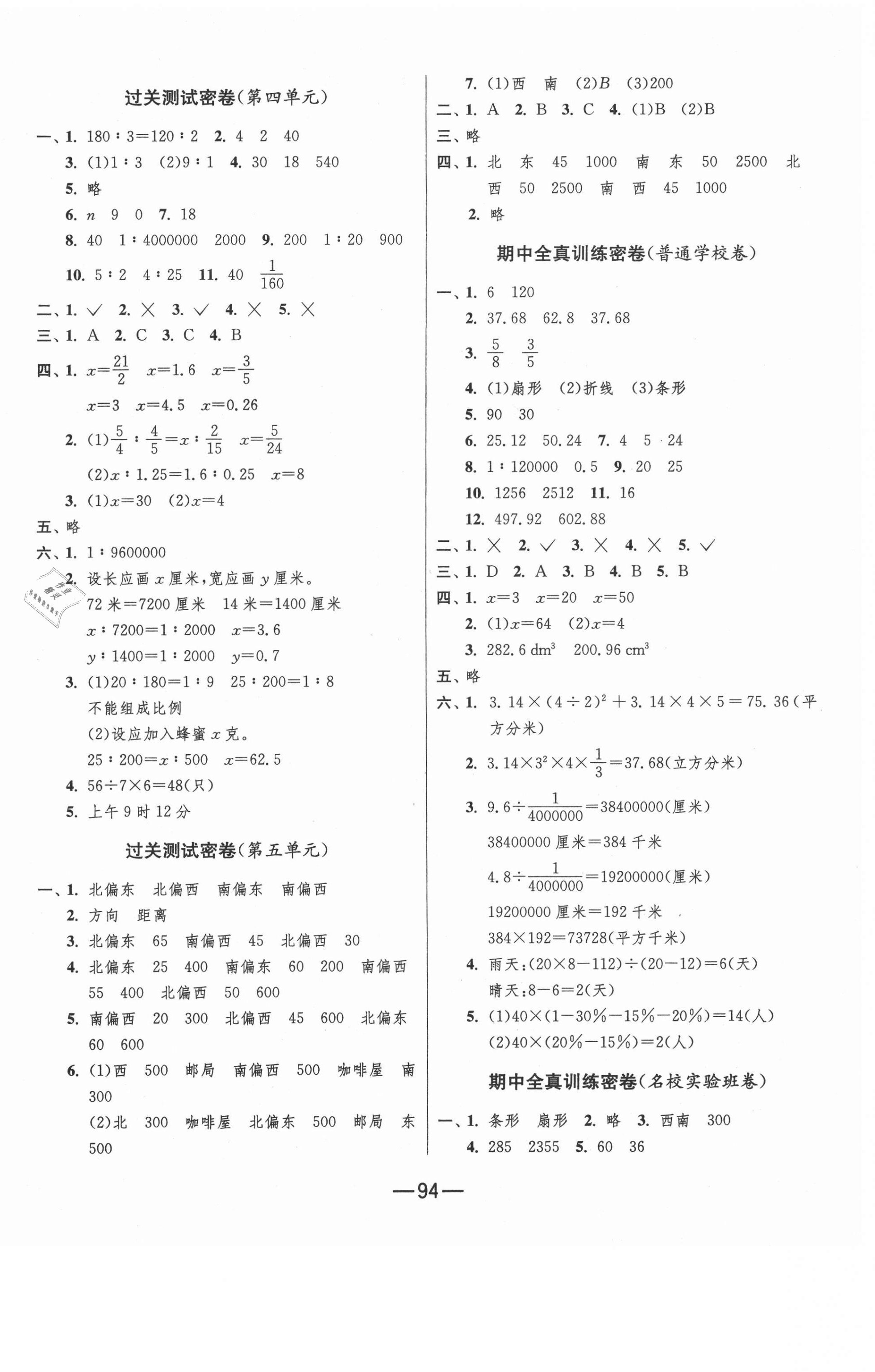 2021年期末闯关冲刺100分六年级数学下册苏教版 第2页