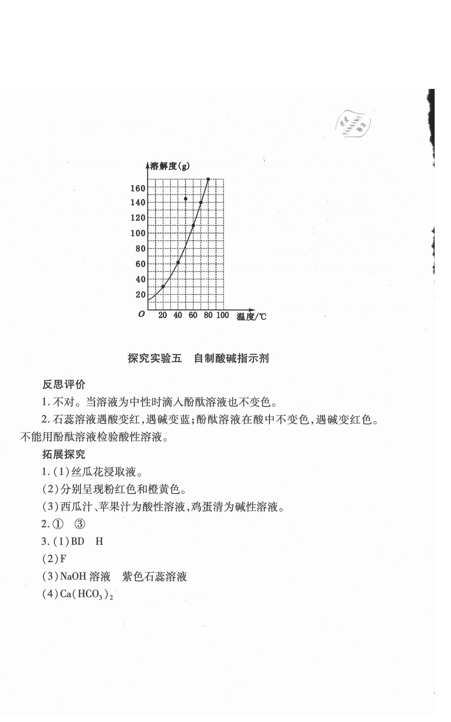 2021年新課程實驗報告九年級化學(xué)下冊人教版 參考答案第4頁