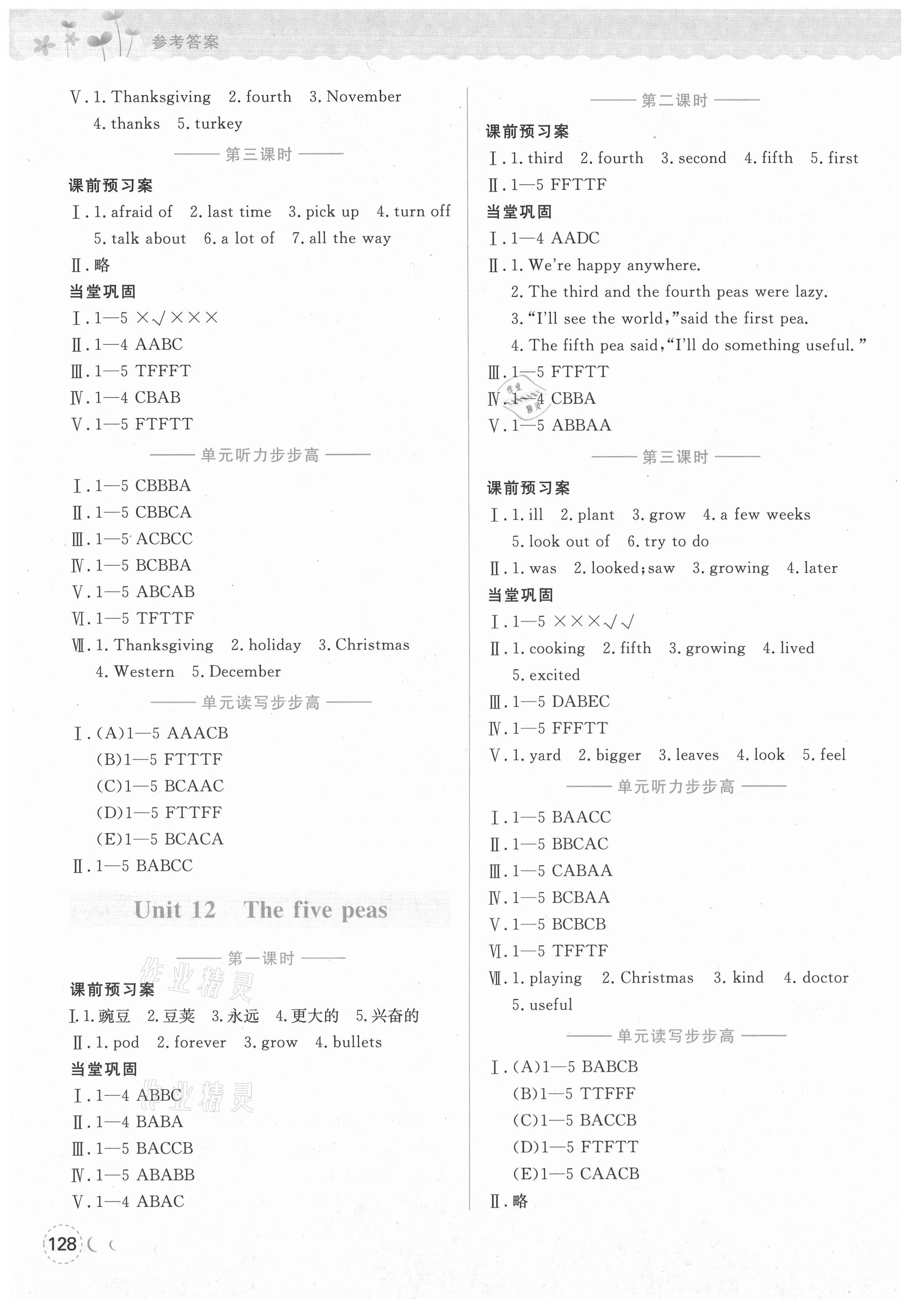 2021年?duì)钤蝗掏黄茖?dǎo)練測(cè)六年級(jí)英語(yǔ)下冊(cè)滬教版深圳A(yíng)卷 參考答案第8頁(yè)