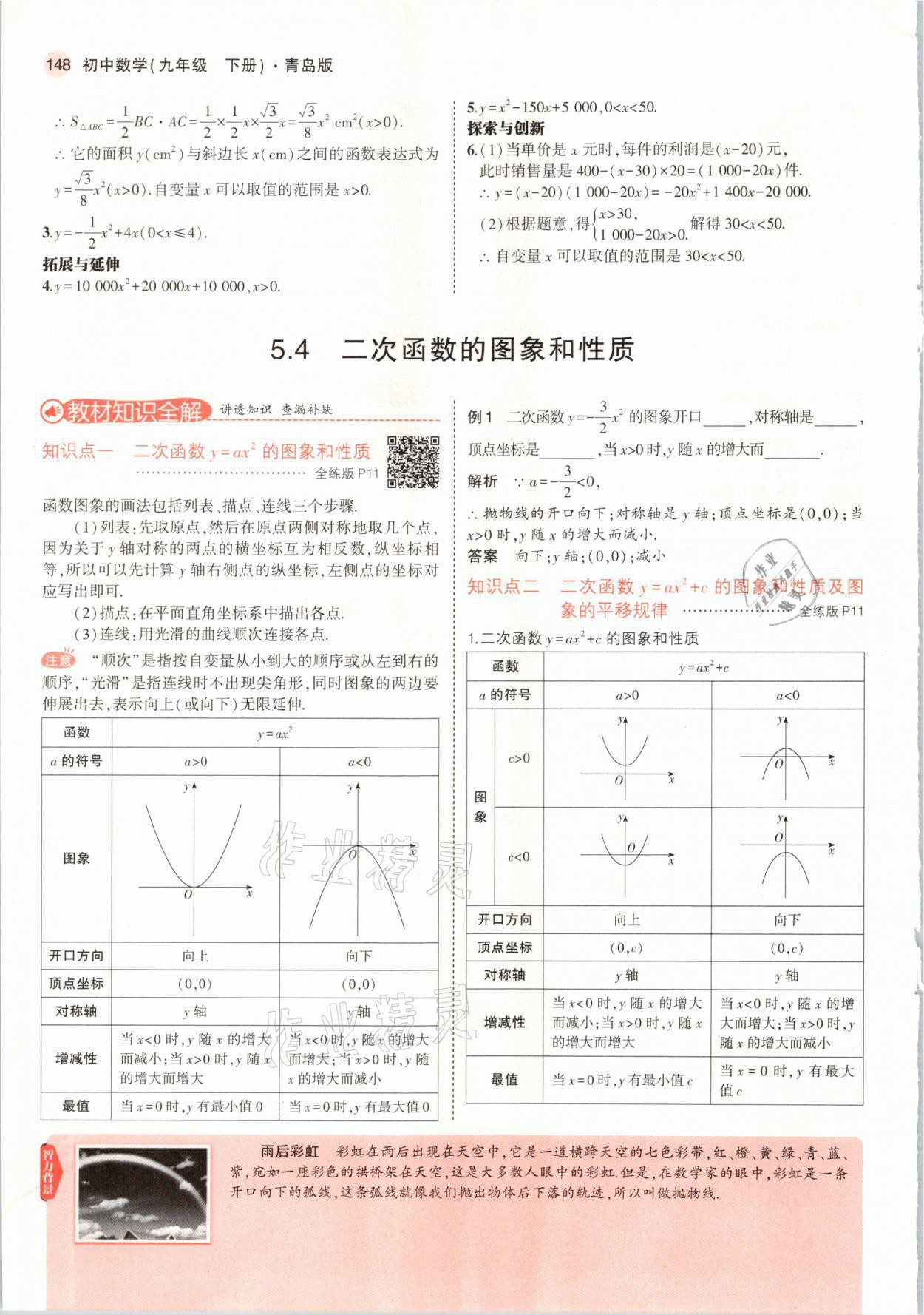 2021年教材課本九年級數(shù)學(xué)下冊青島版 參考答案第14頁