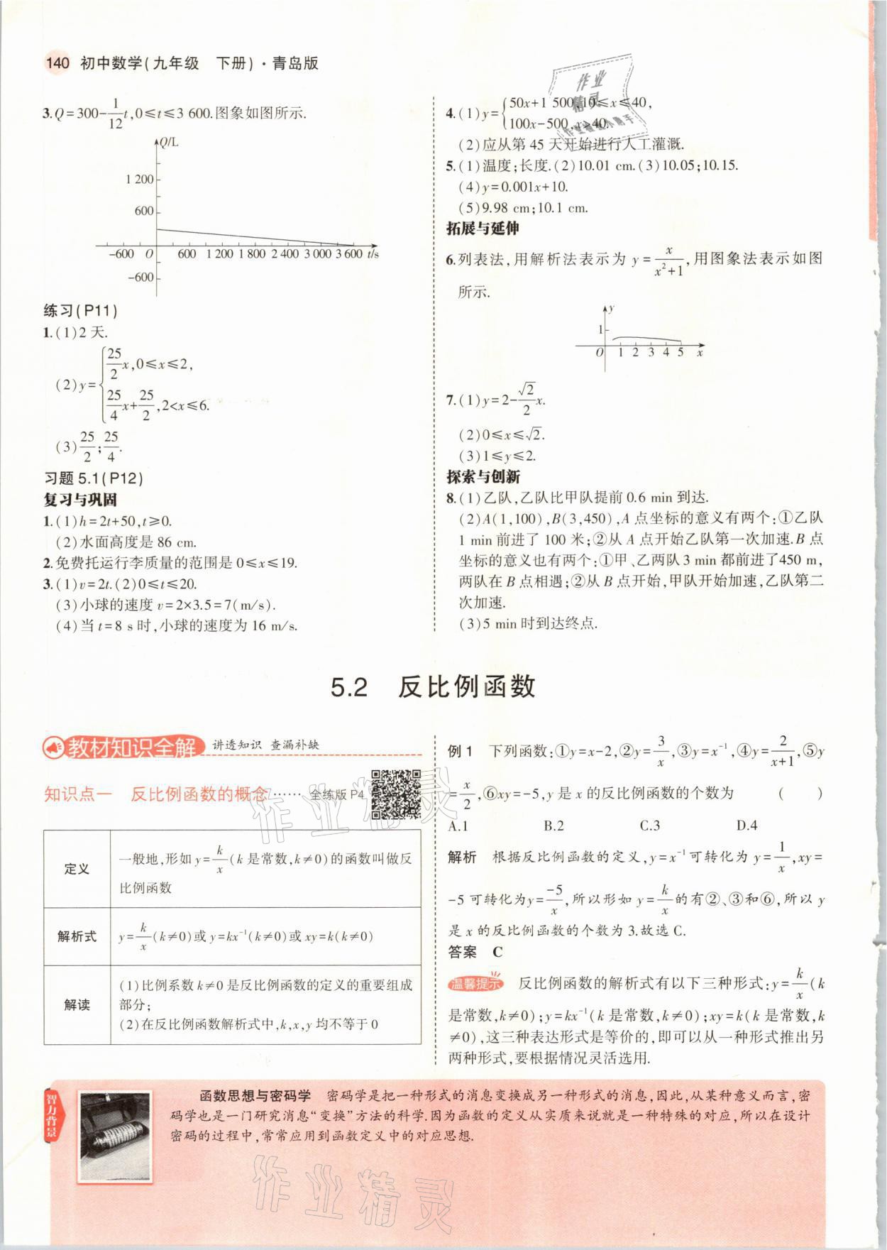 2021年教材課本九年級(jí)數(shù)學(xué)下冊(cè)青島版 參考答案第6頁(yè)