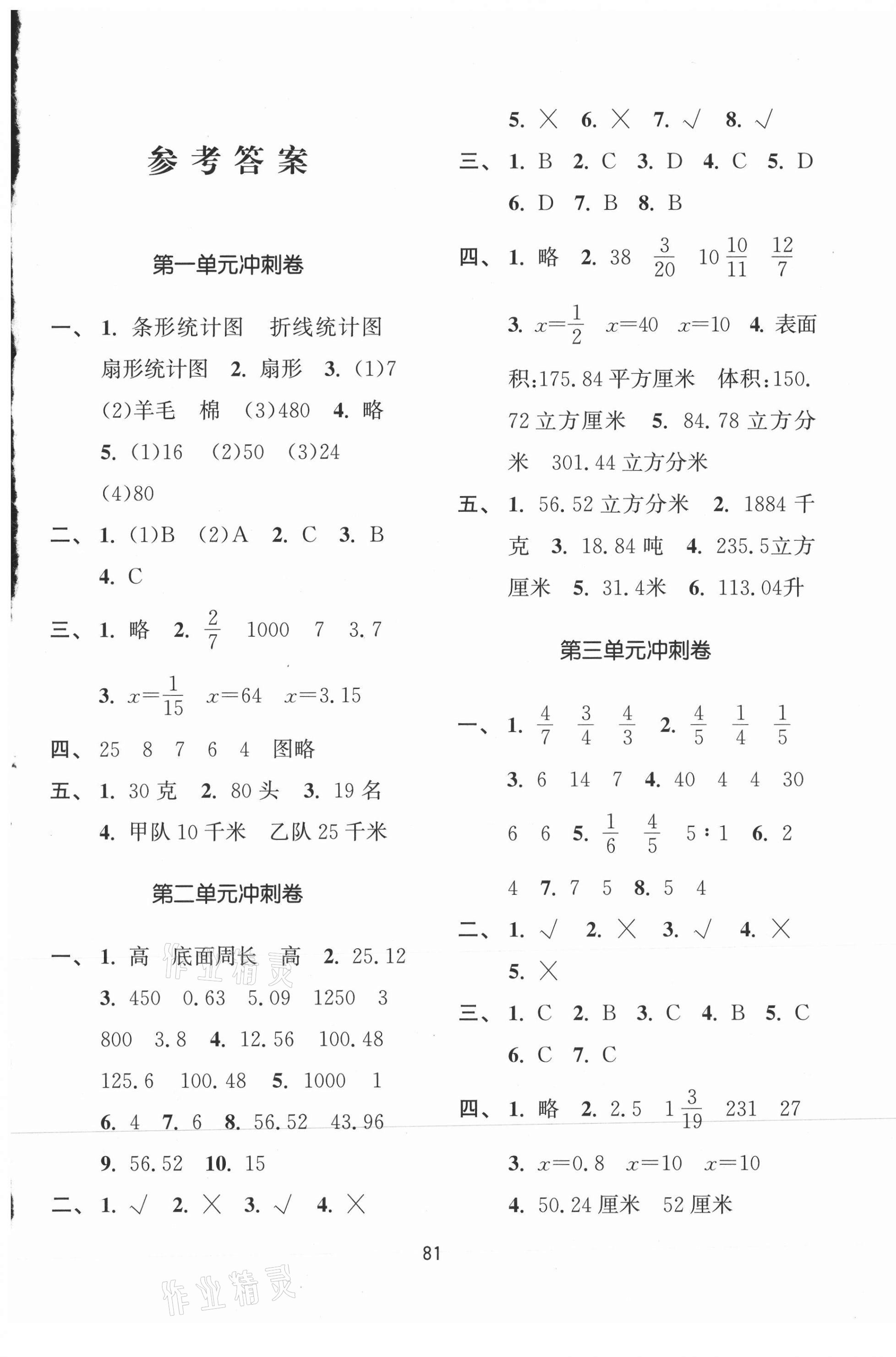 2021年名師點撥期末沖刺滿分卷六年級數學下冊蘇教版 第1頁