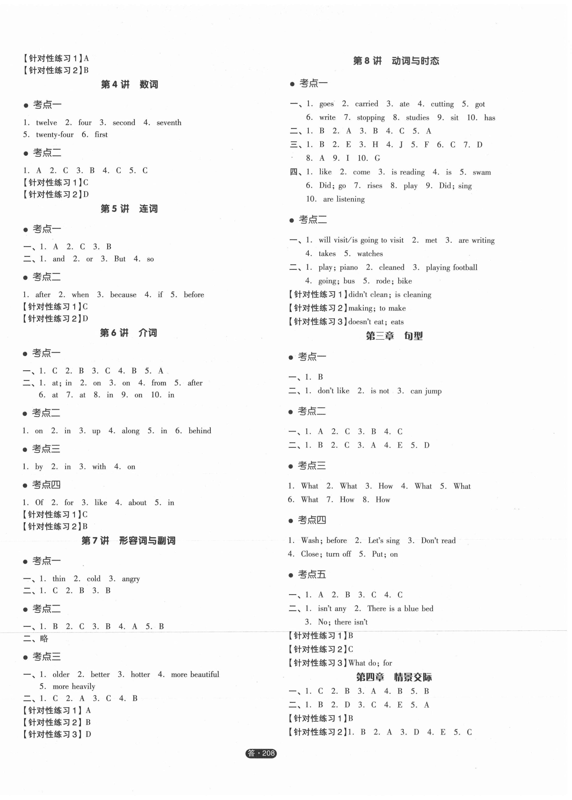 2021年全品小學(xué)總復(fù)習(xí)英語 參考答案第2頁