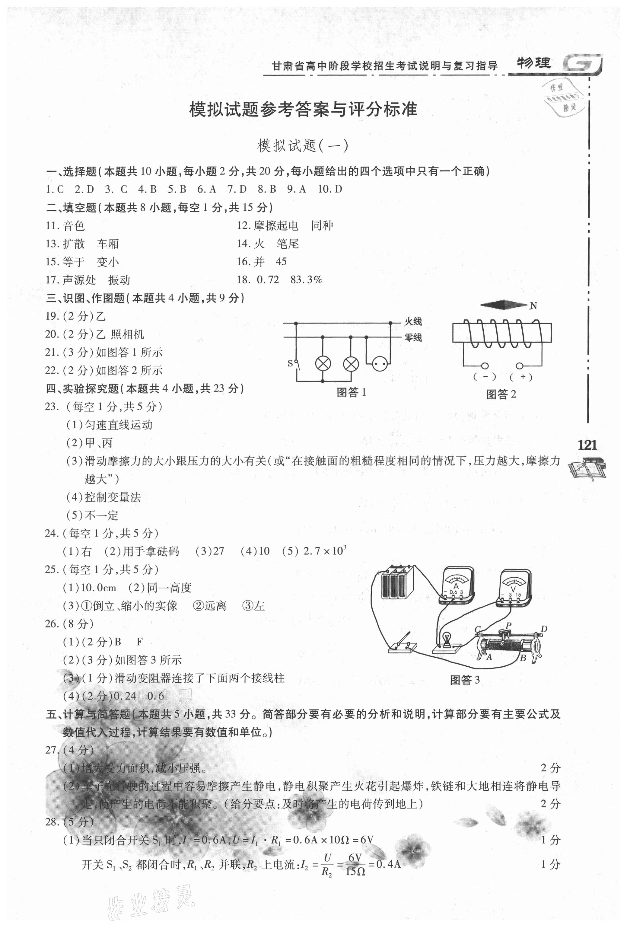 2021年甘肅省高中階段學(xué)校招生考試說(shuō)明與復(fù)習(xí)指導(dǎo)物理 第1頁(yè)