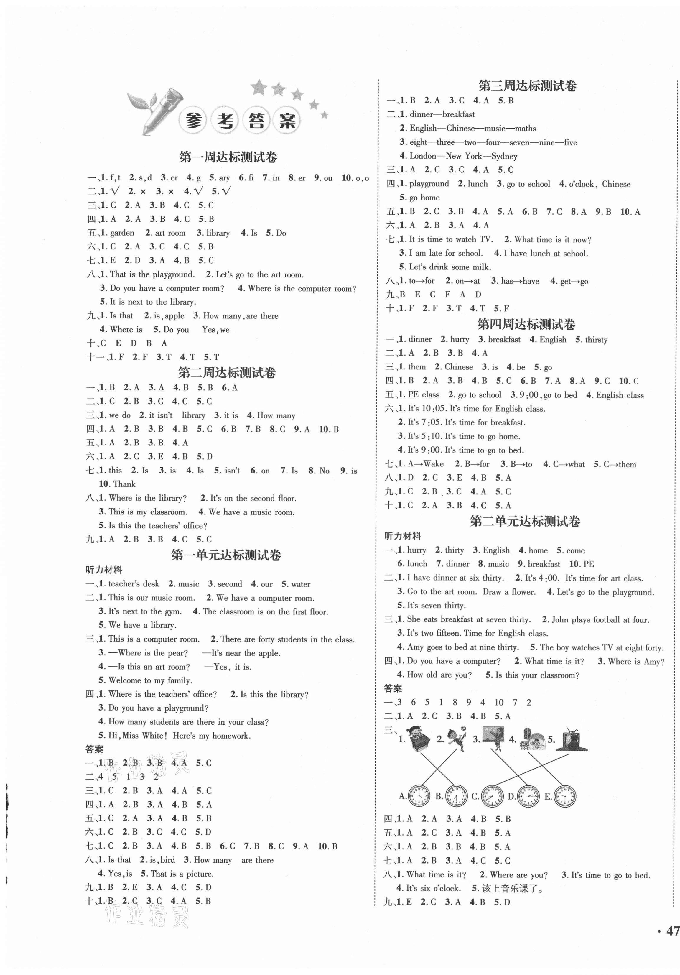 2021年小博士期末闖關100分四年級英語下冊人教PEP版 第1頁