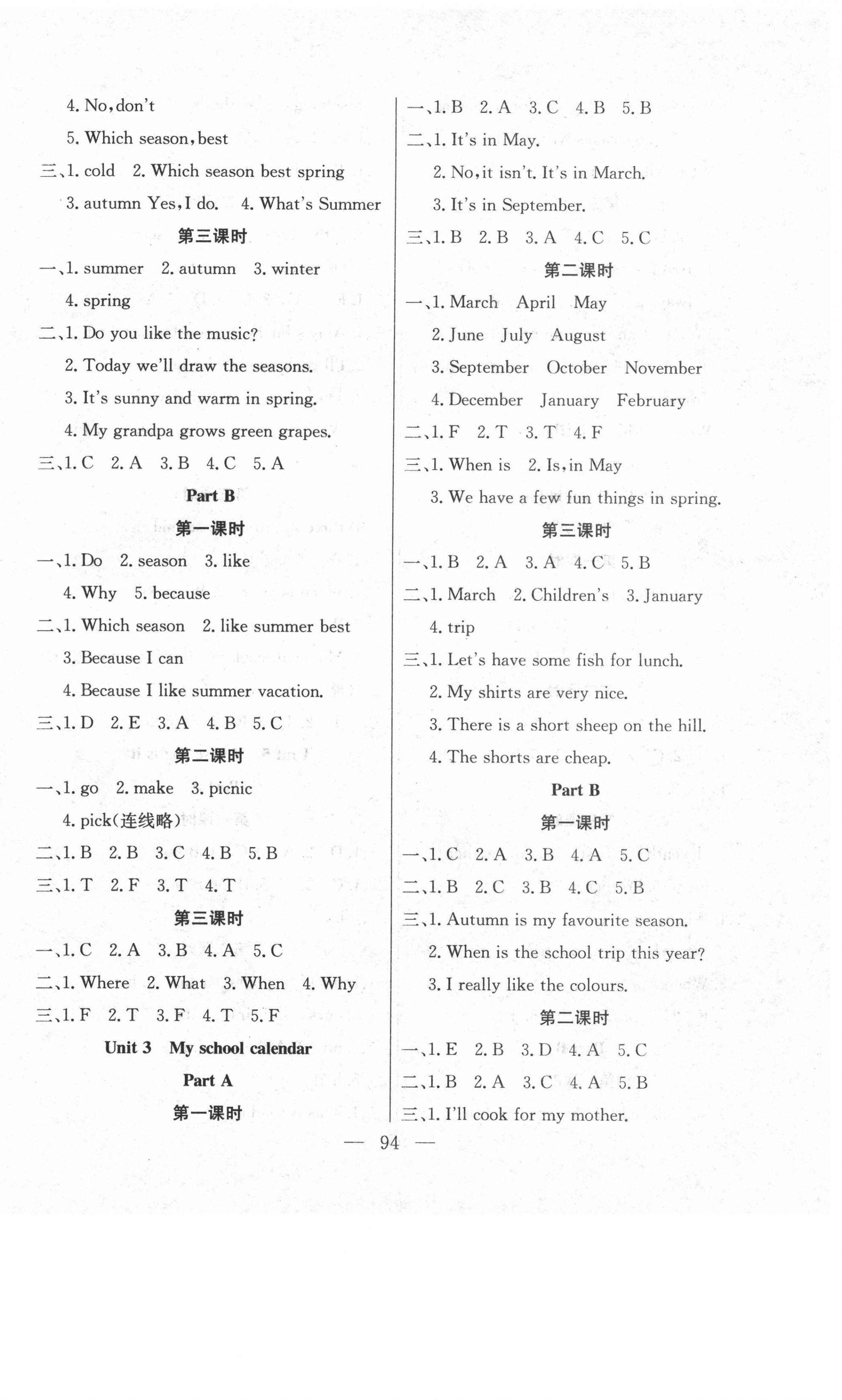 2021年同步課堂五年級英語下冊人教PEP版云南人民出版社 參考答案第2頁