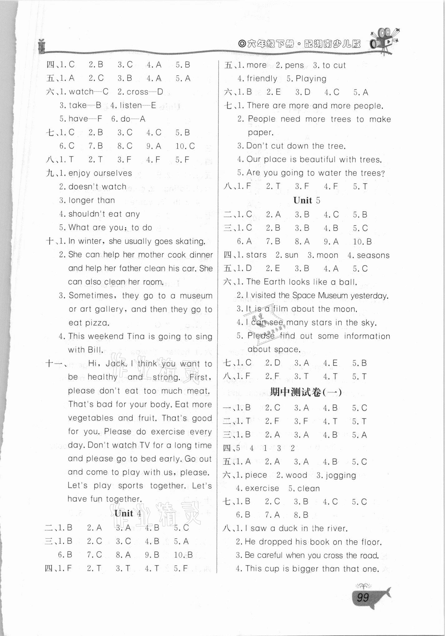 2021年新課堂同步訓(xùn)練六年級(jí)英語(yǔ)下冊(cè)湘少版三起 參考答案第2頁(yè)