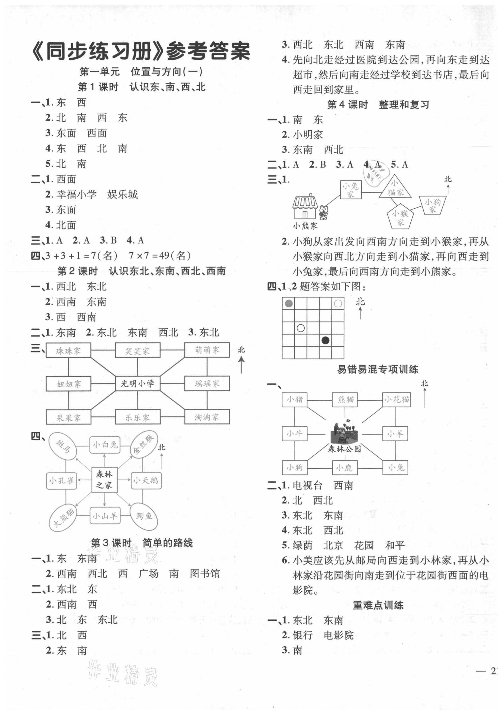 2021年名師一點通同步練習冊三年級數(shù)學下冊人教版 第1頁