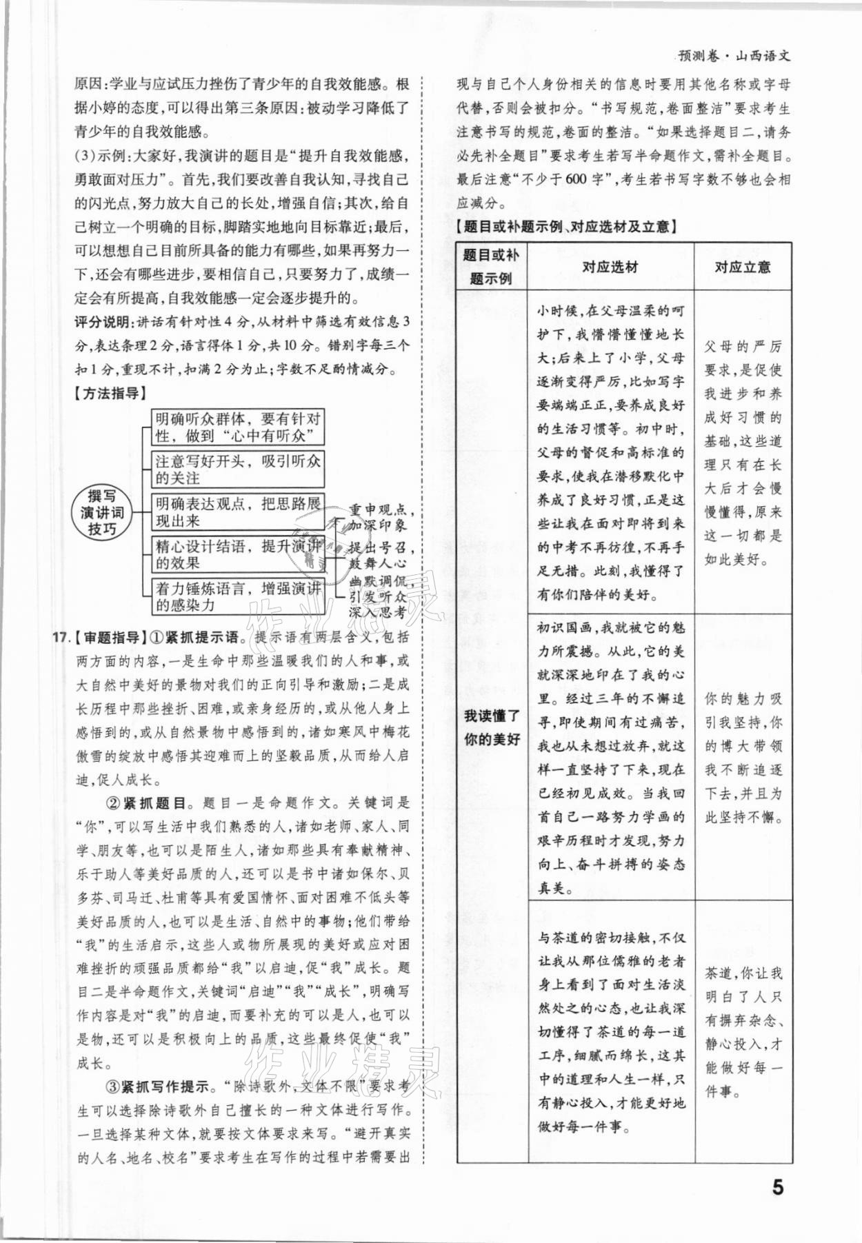 2021年萬唯中考預測卷語文山西專版 參考答案第5頁