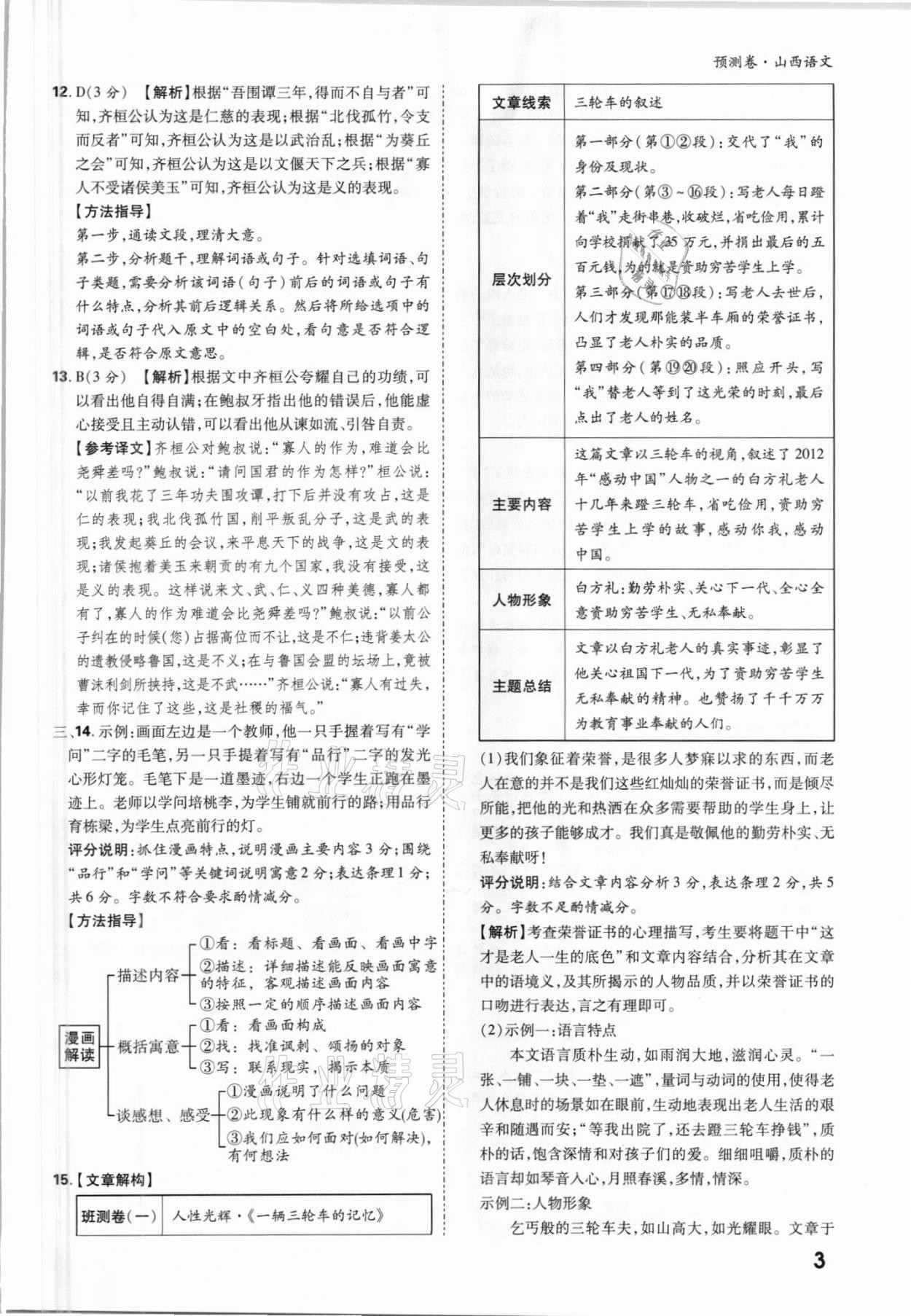 2021年萬(wàn)唯中考預(yù)測(cè)卷語(yǔ)文山西專版 參考答案第3頁(yè)