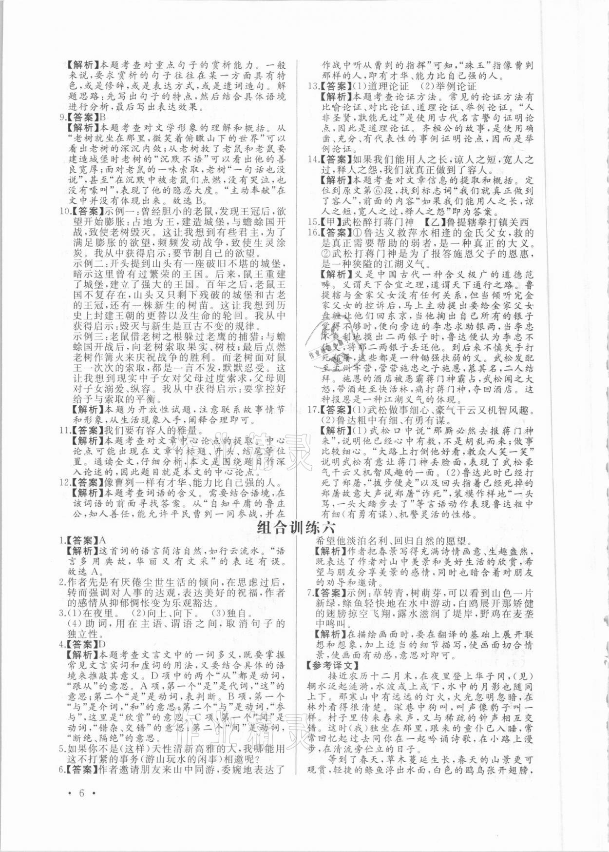 2021年首席語文組合閱讀九年級加中考&nbsp;第6頁