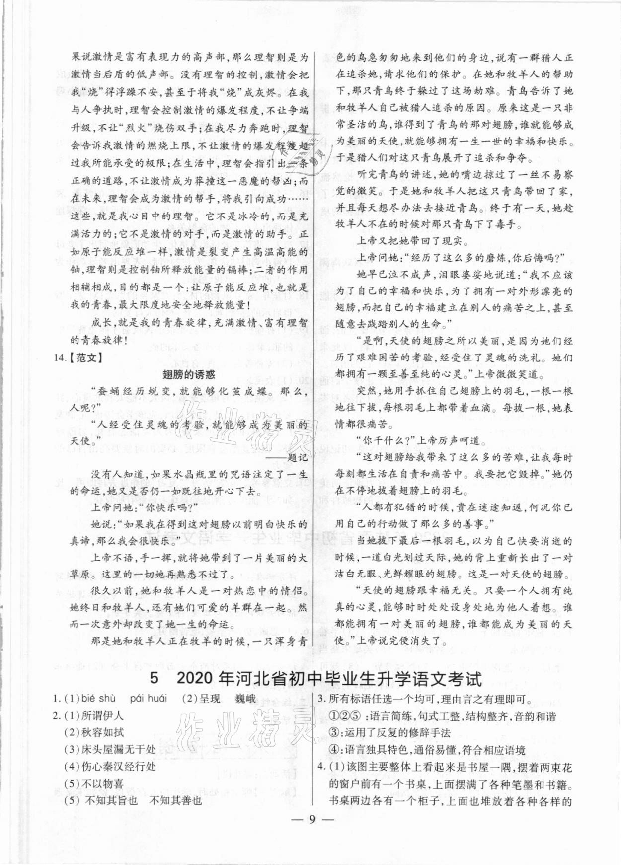 2021年中考真題語文 參考答案第9頁