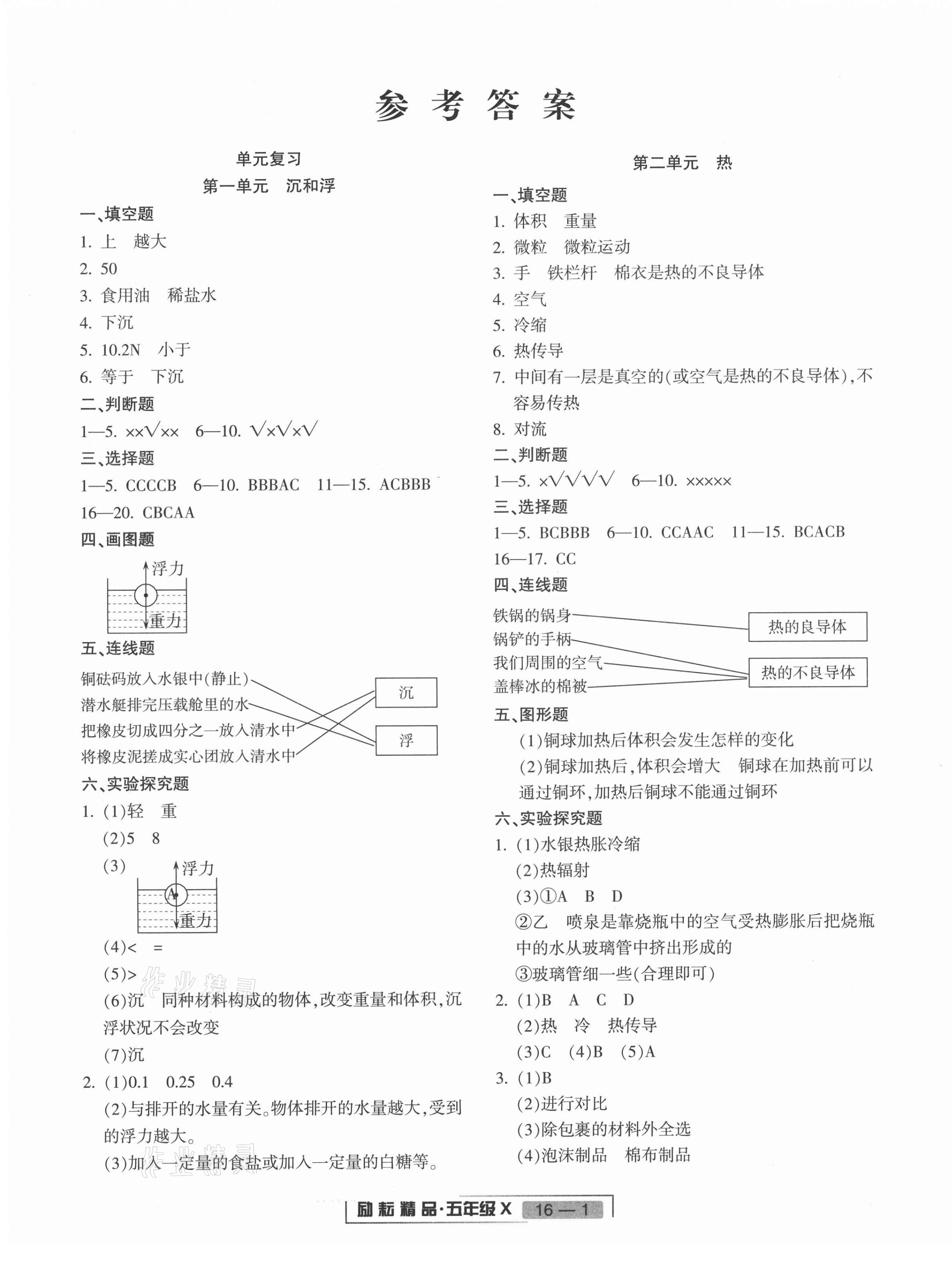 2021年浙江新期末五年级科学下册教科版 第1页