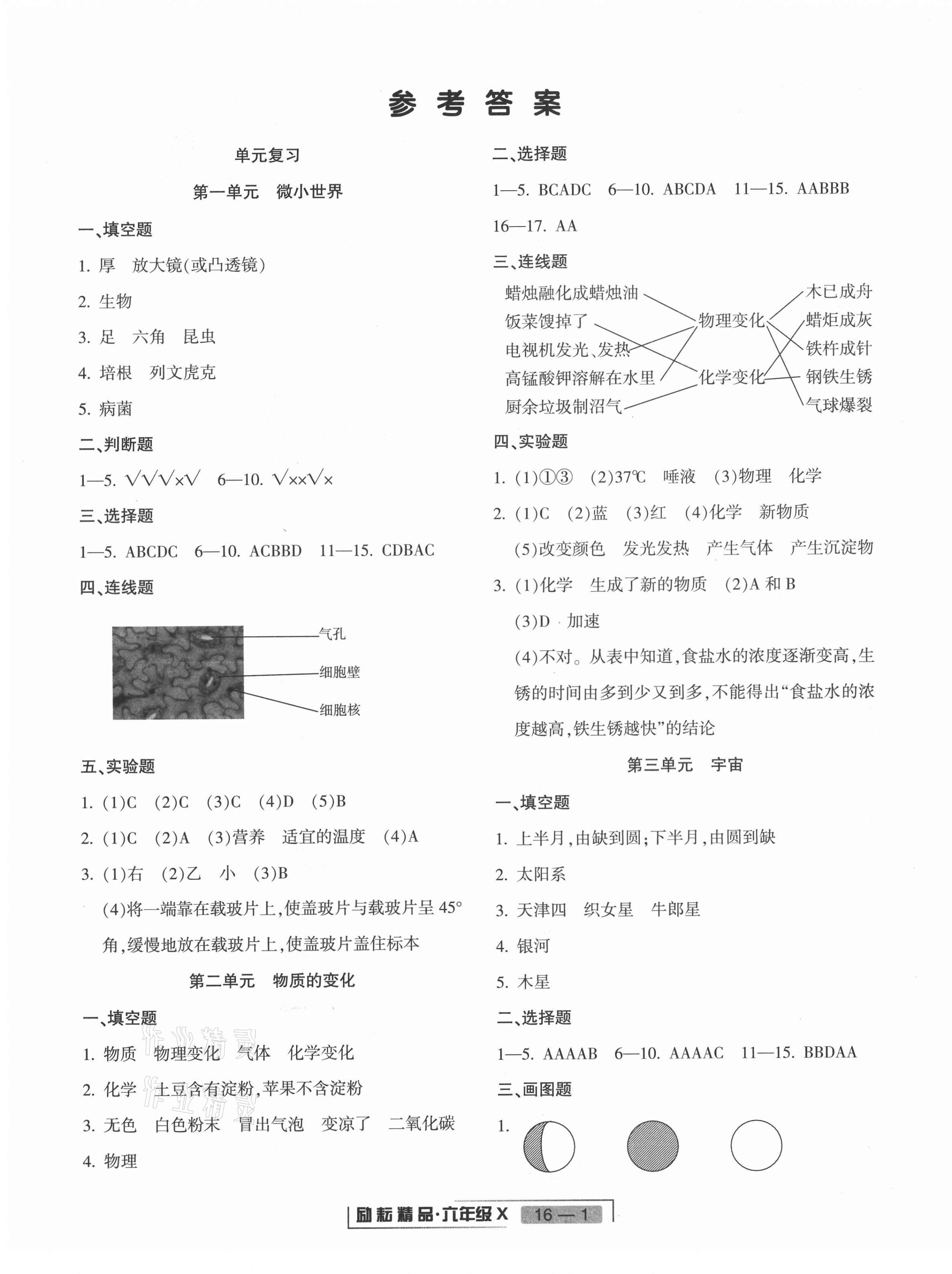 2021年浙江新期末六年级科学下册教科版 第1页