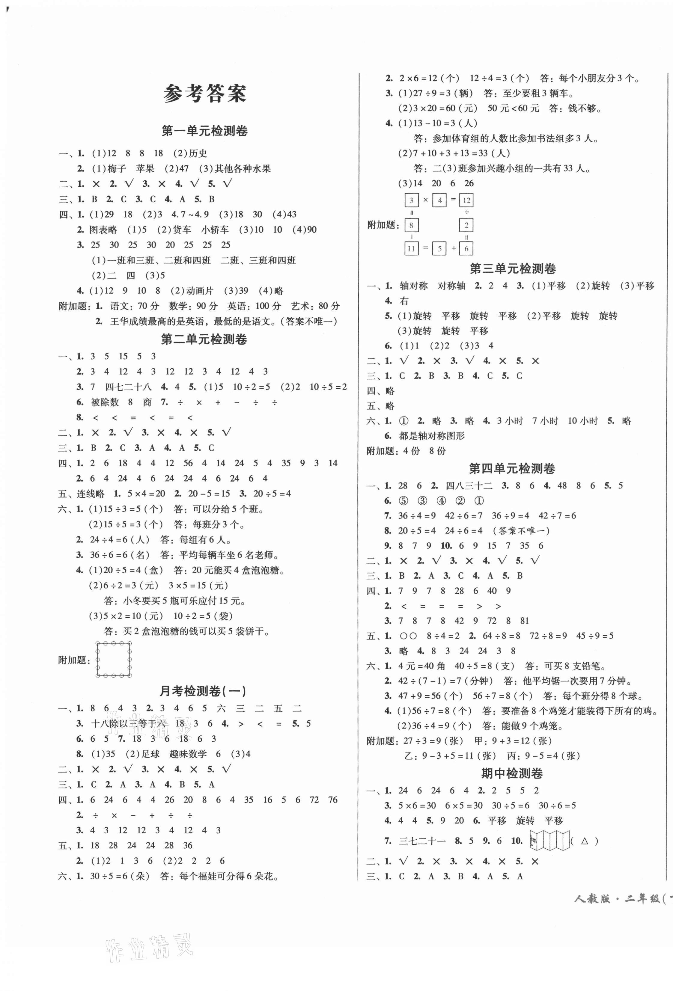 2021年一線名師奪冠王檢測卷二年級數(shù)學下冊人教版 第1頁