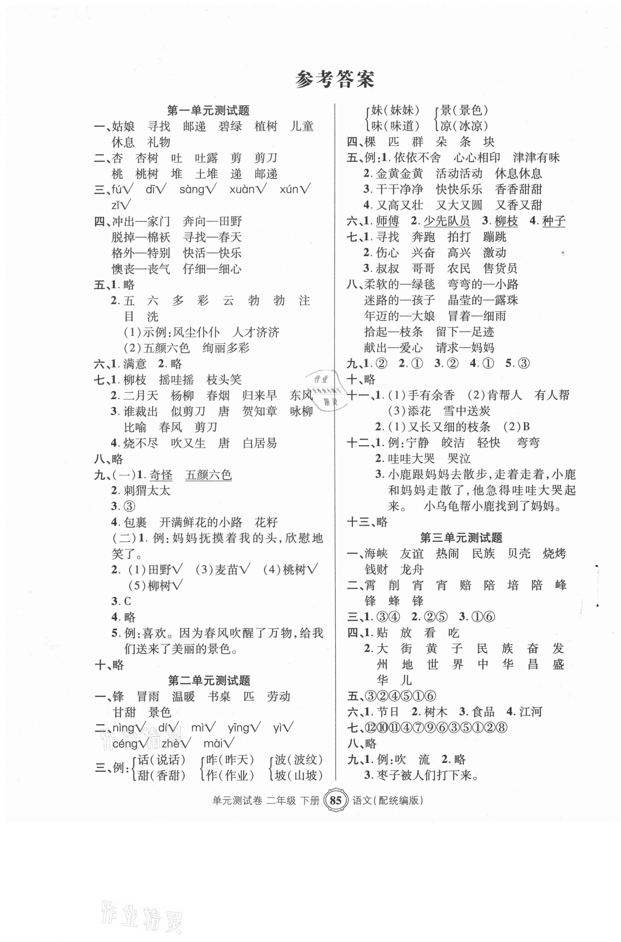 2021年智慧通單元測試卷二年級語文下冊人教版 第1頁