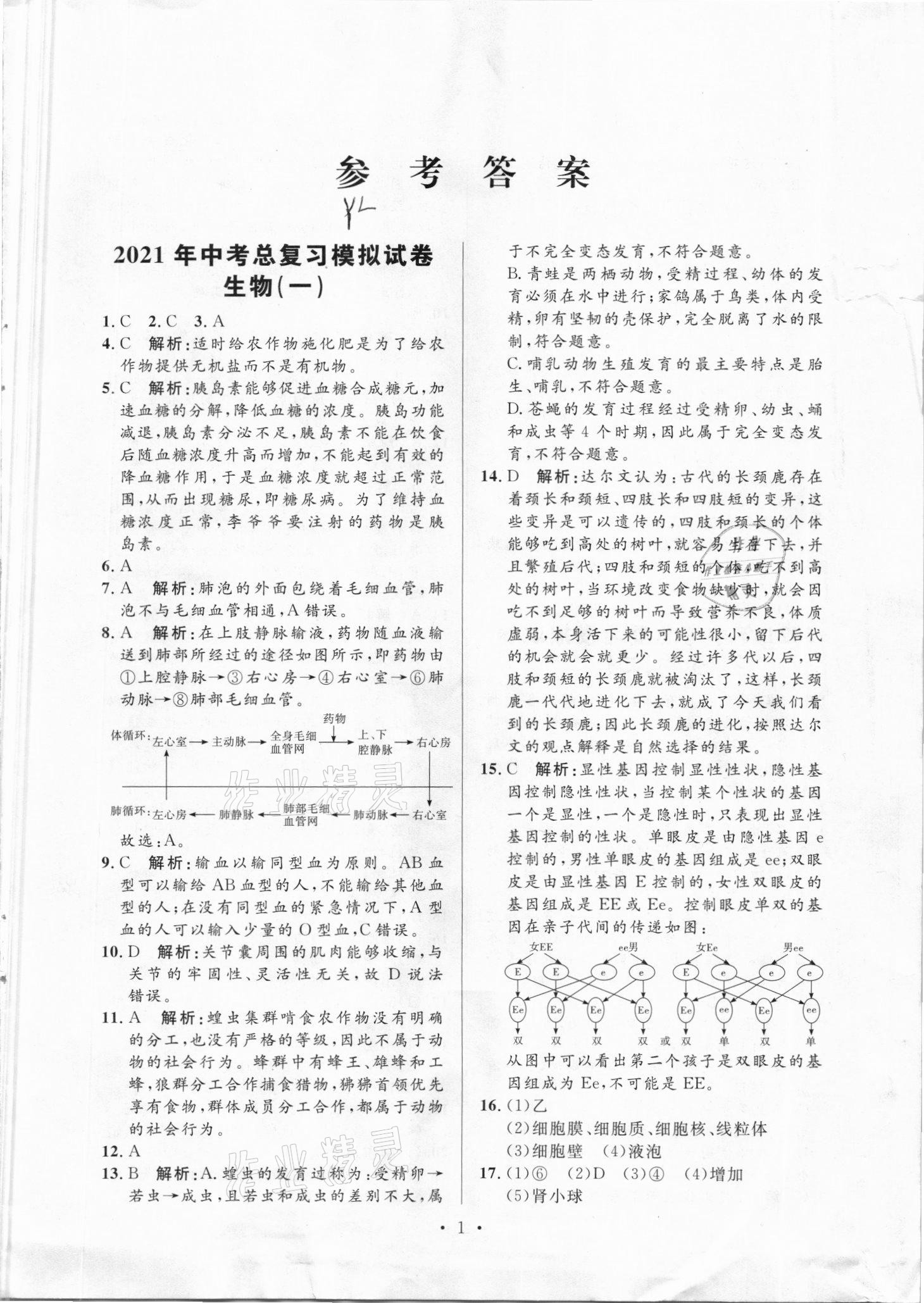 2021年胜券在握中考总复习模拟试卷综合玉林专版 第1页