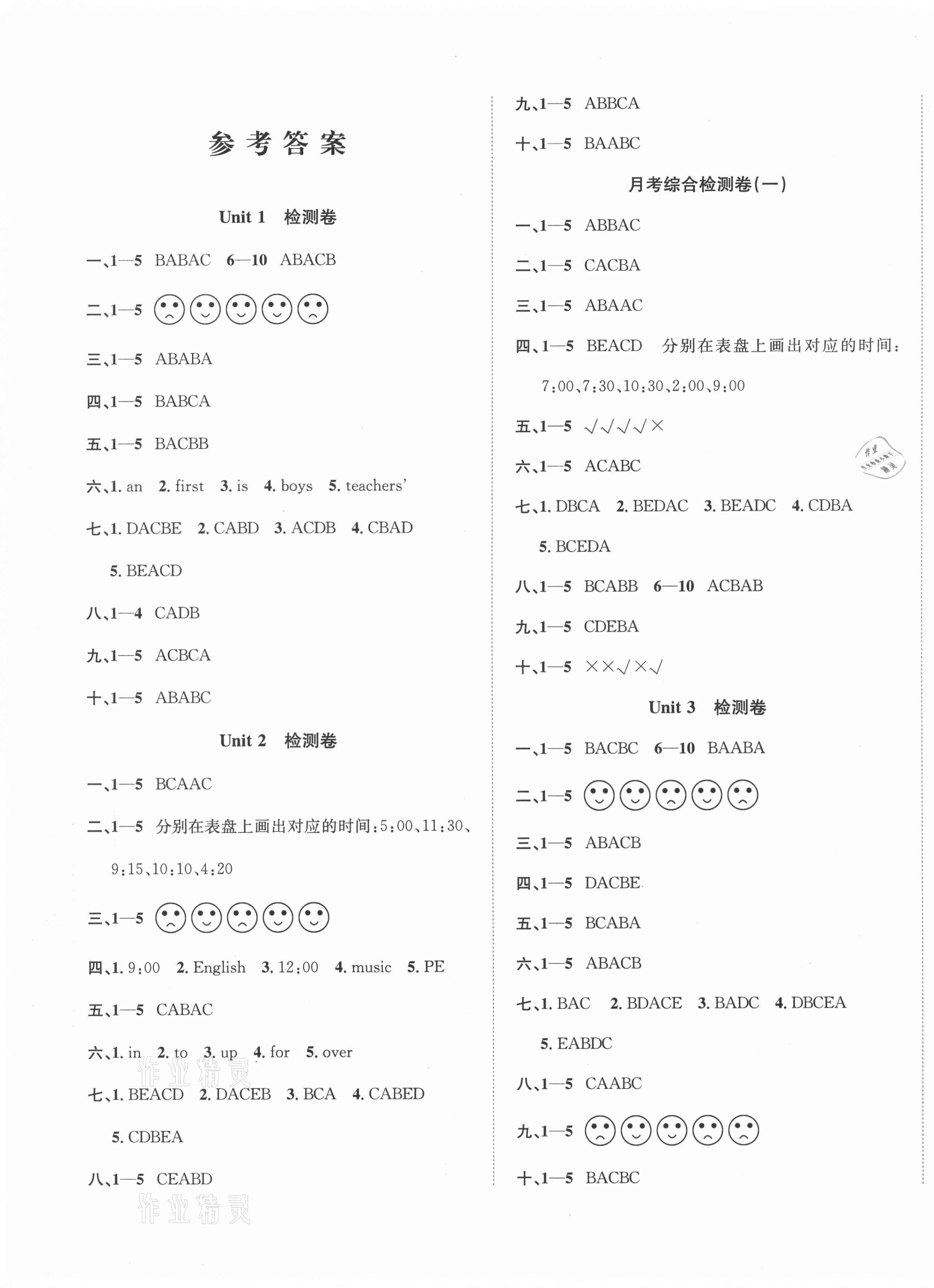 2021年標準卷四年級英語下冊人教PEP版長江出版社 第1頁