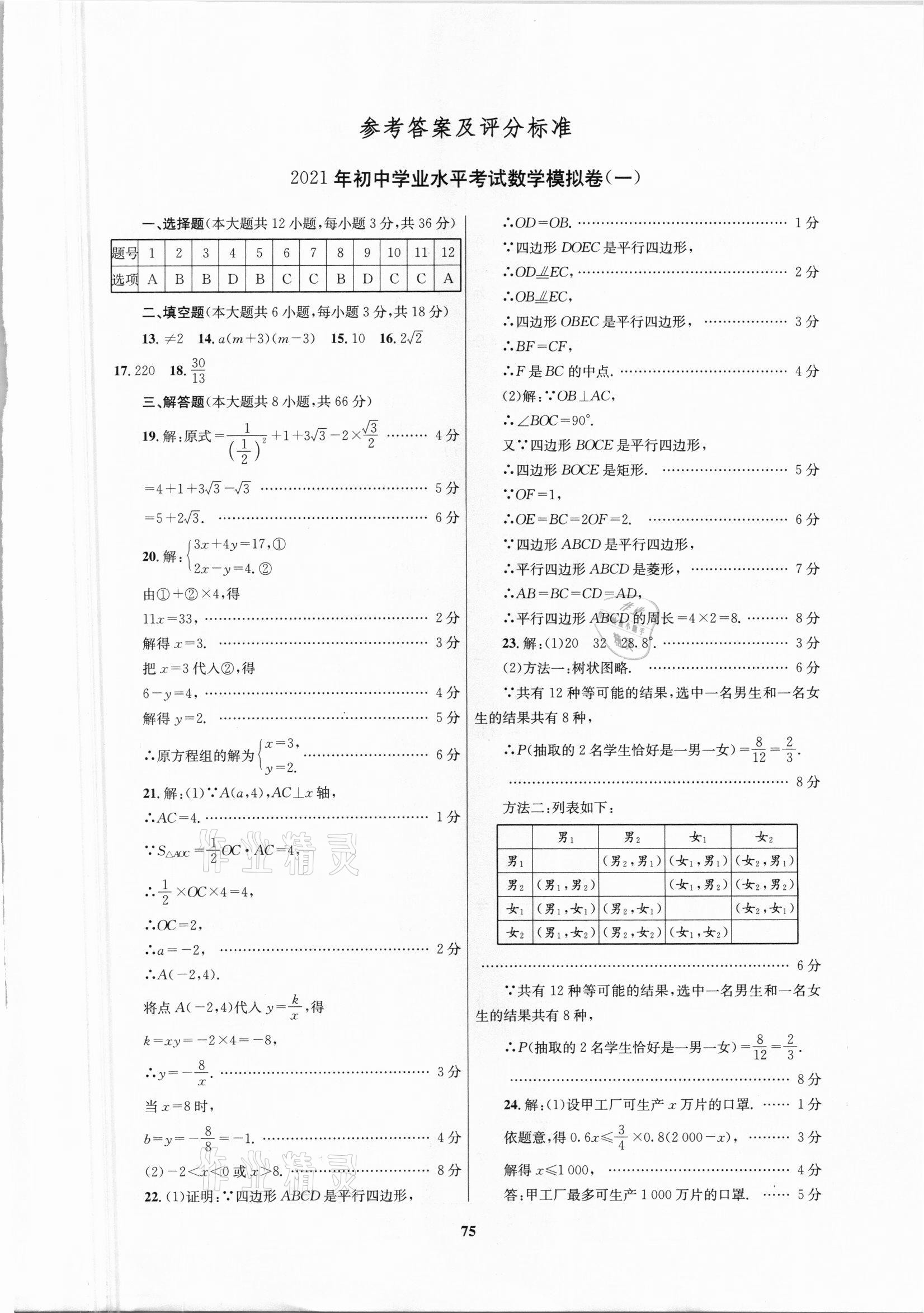 2021年廣西中考學科說明及樣卷數學河池專版 第1頁