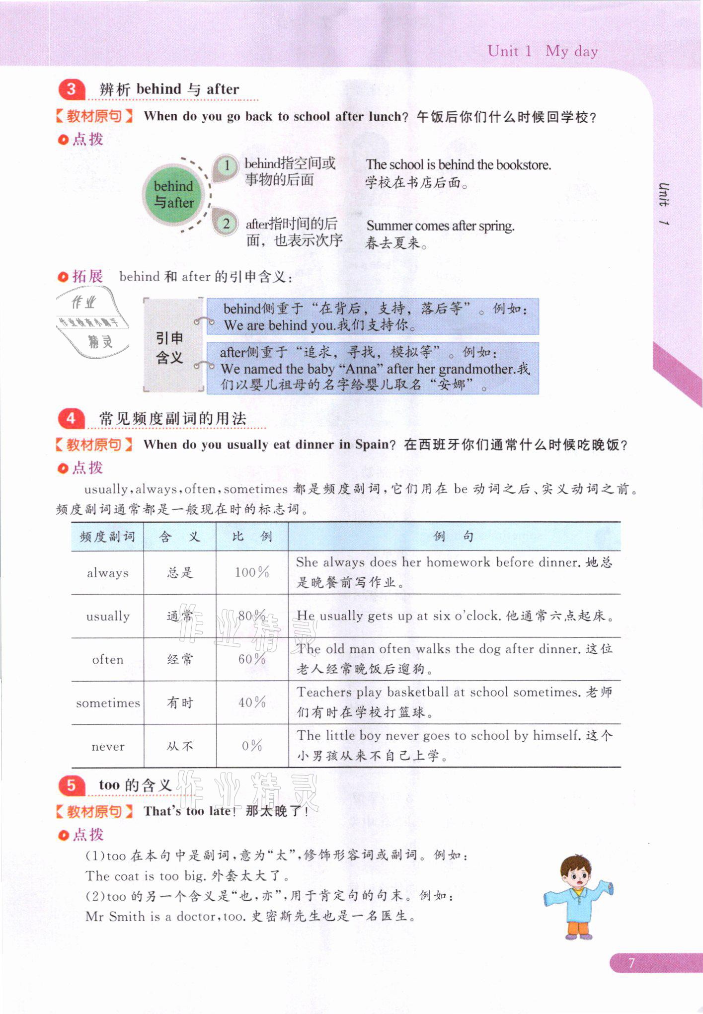 2021年教材課本五年級英語下冊人教版 參考答案第7頁