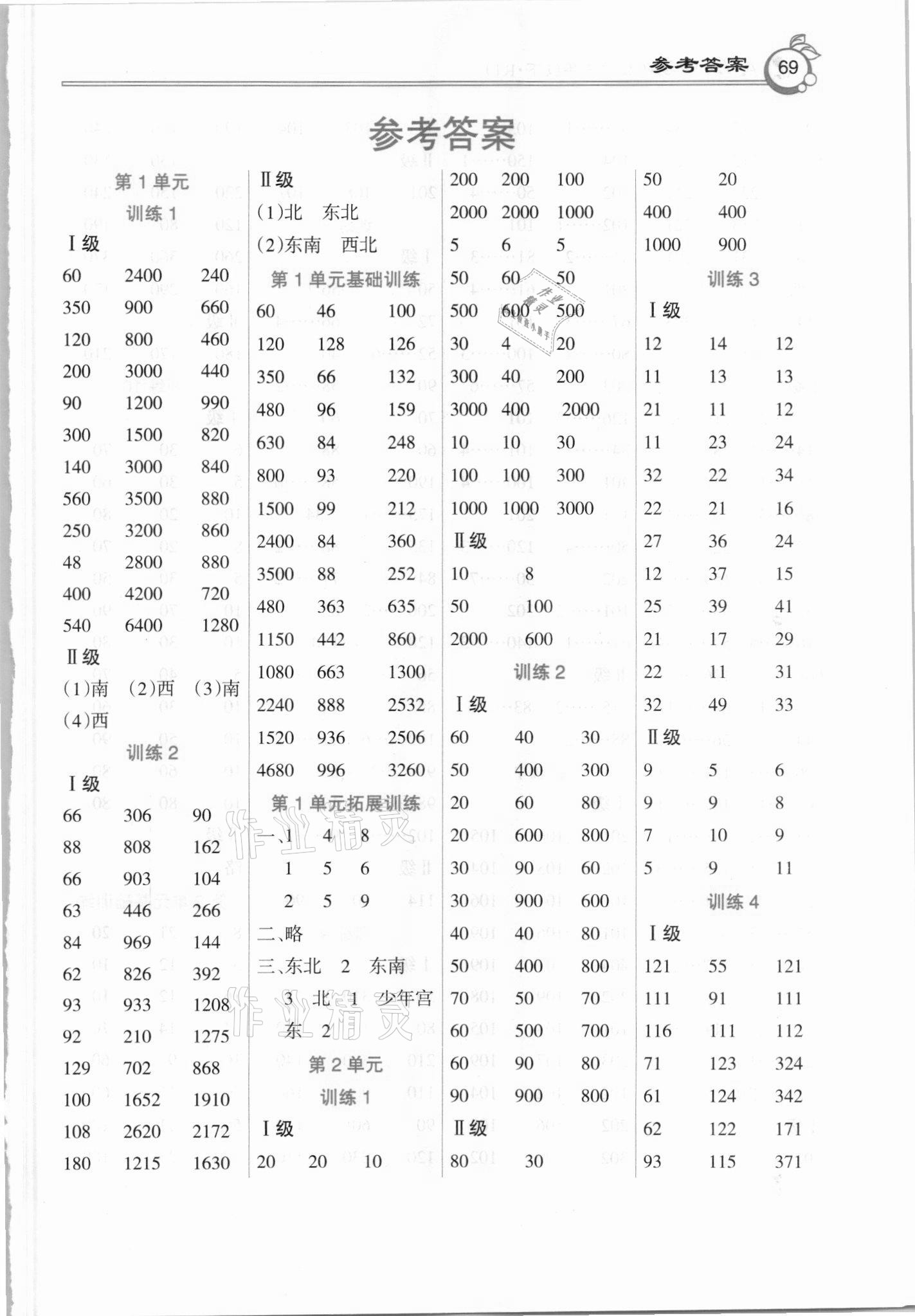 2021年A级口算三年级数学下册人教版 第1页