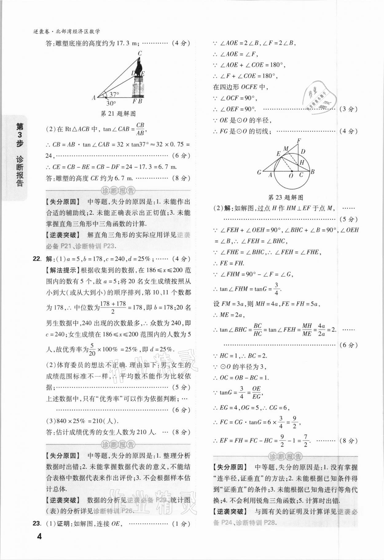 2021年萬唯中考逆襲卷數(shù)學(xué)北部灣經(jīng)濟區(qū)專版 參考答案第4頁