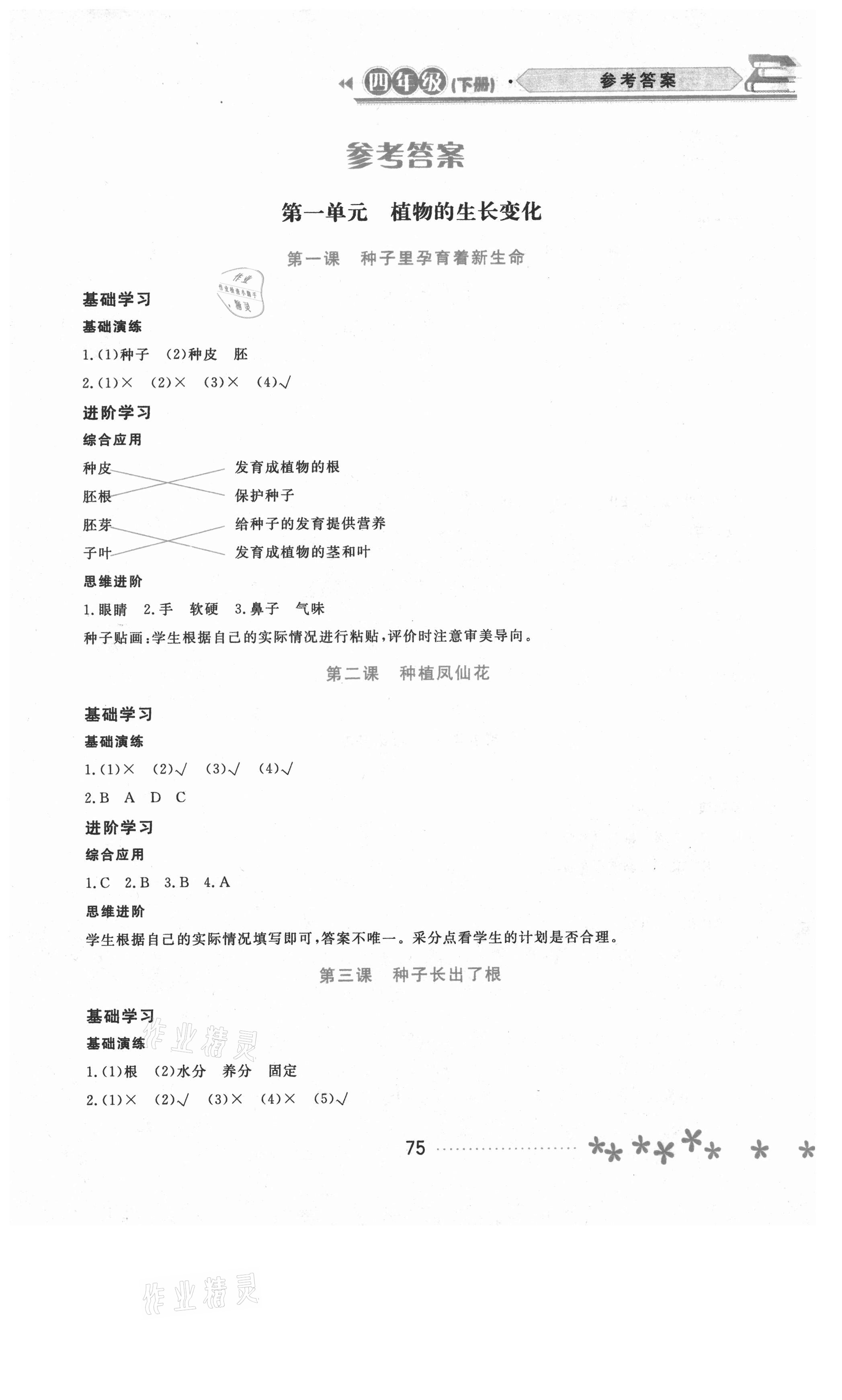 2021年資源與評價四年級科學下冊教科版黑龍江教育出版社 第1頁