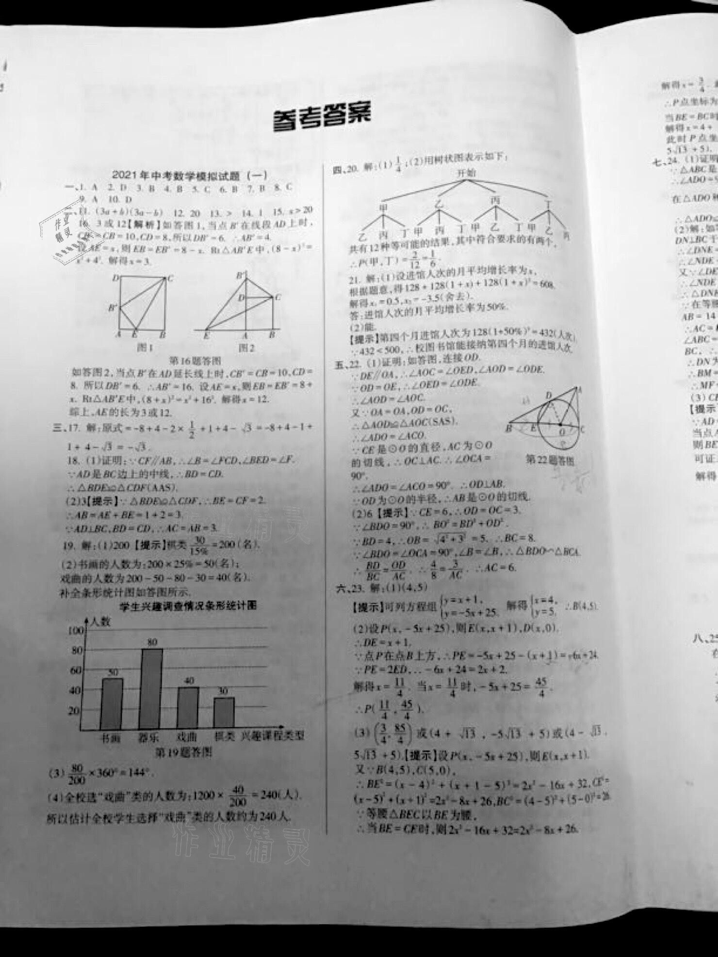 2021年中考數(shù)學(xué)模擬試題精編沈陽專用 參考答案第1頁