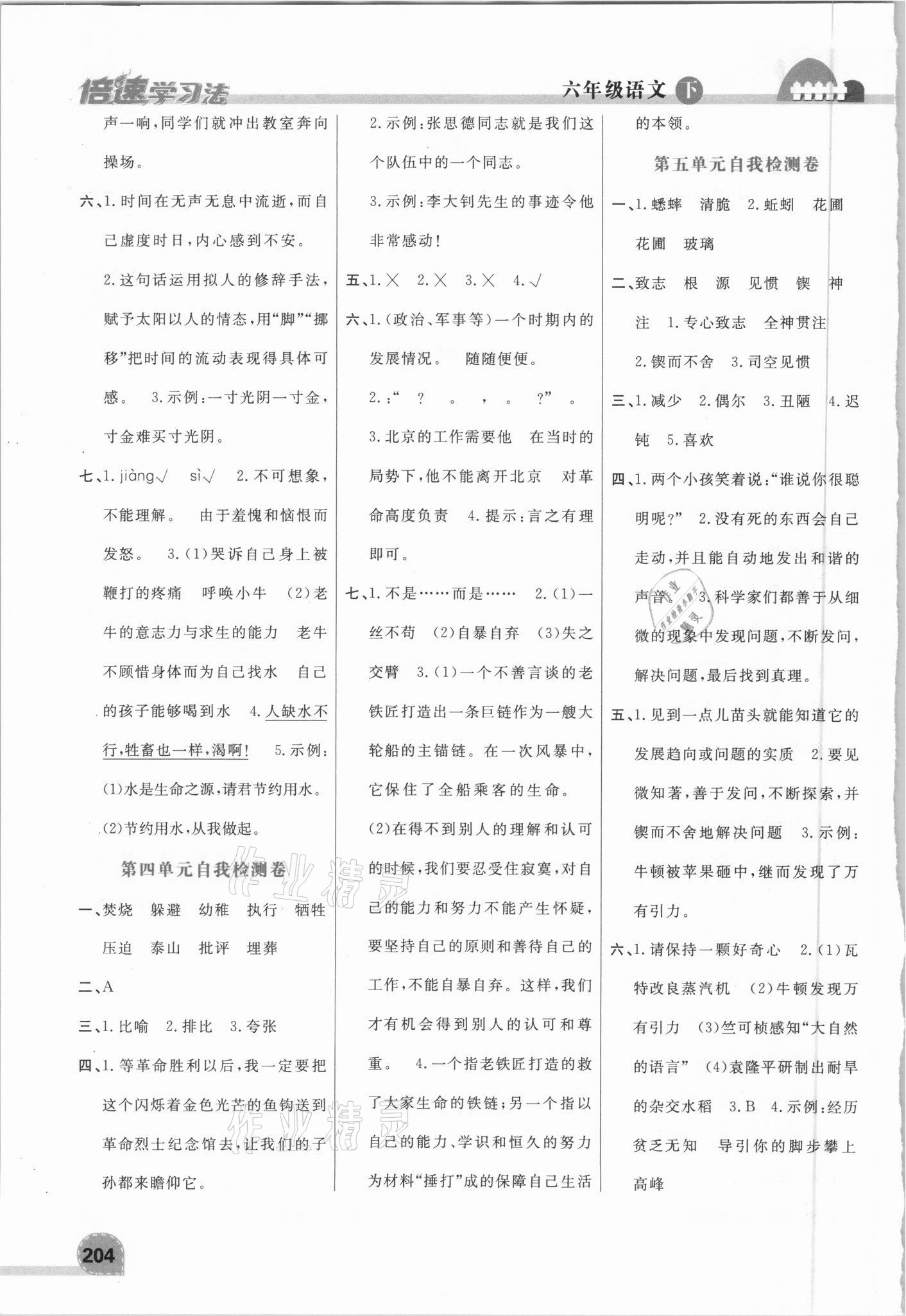 2021年倍速學(xué)習(xí)法六年級(jí)語文下冊(cè)人教版 第2頁