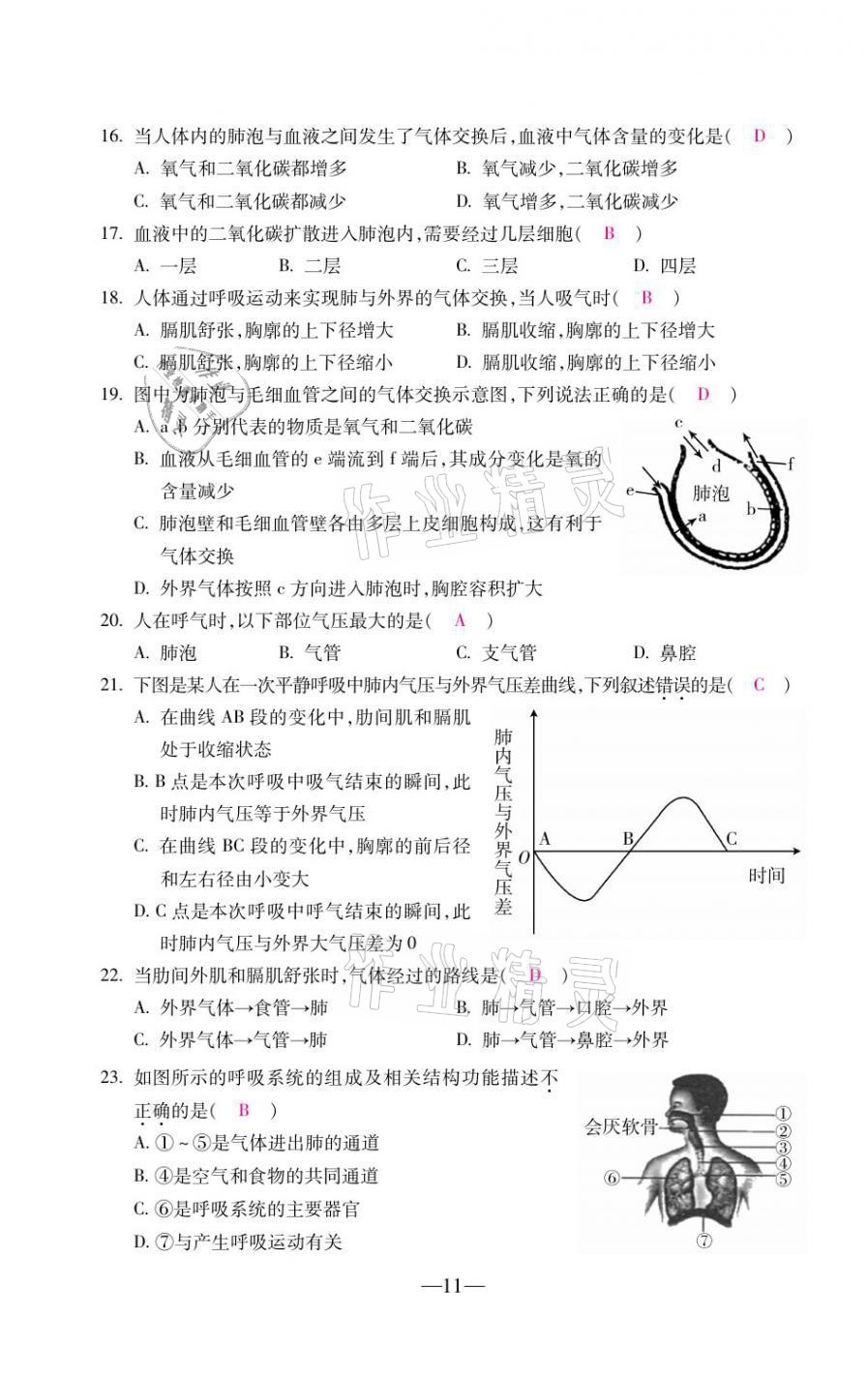 2021年本土卷七年級生物下冊人教版&nbsp;第11頁