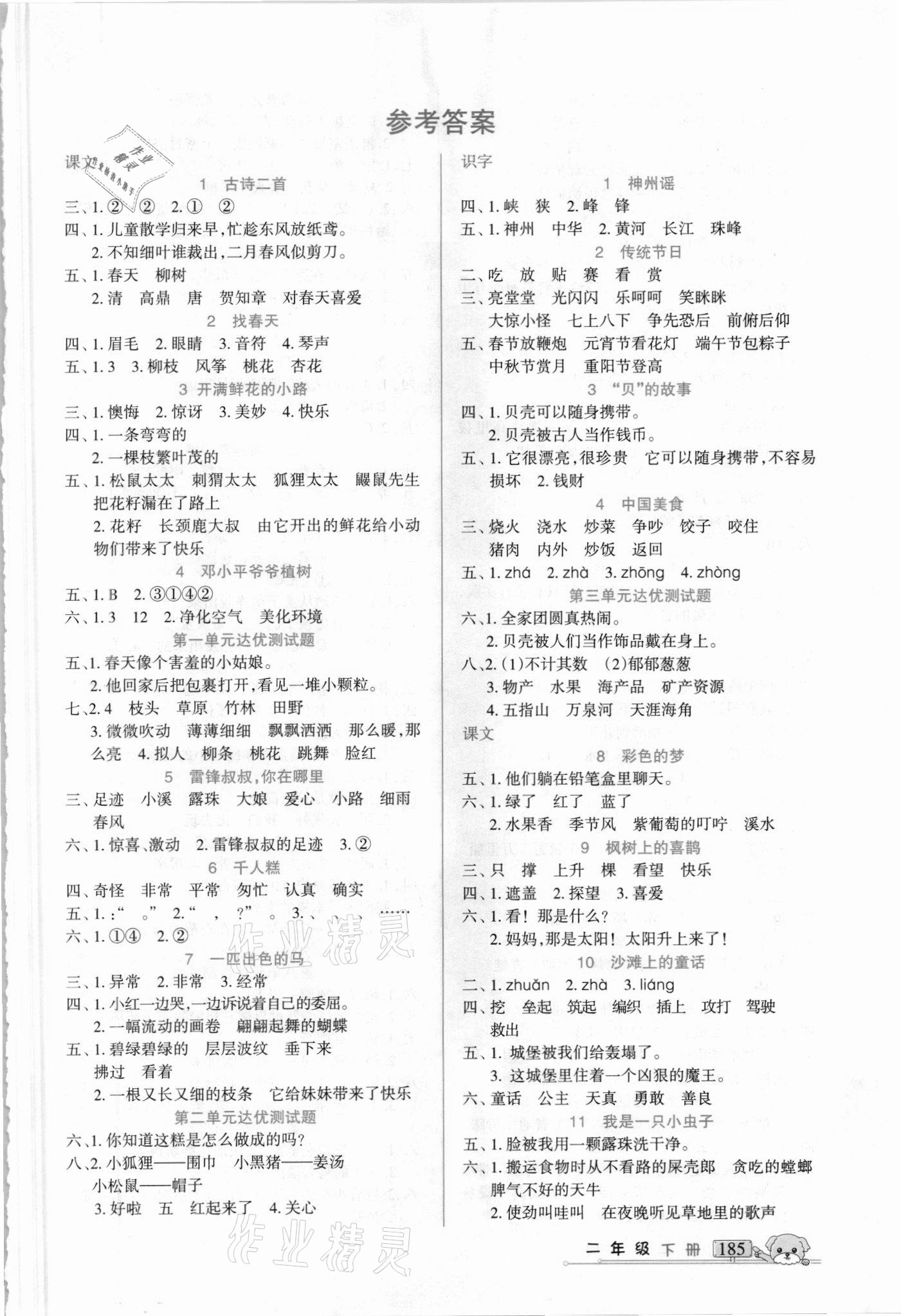 2021年重點難點二年級語文下冊人教版新疆青少年出版社 第1頁