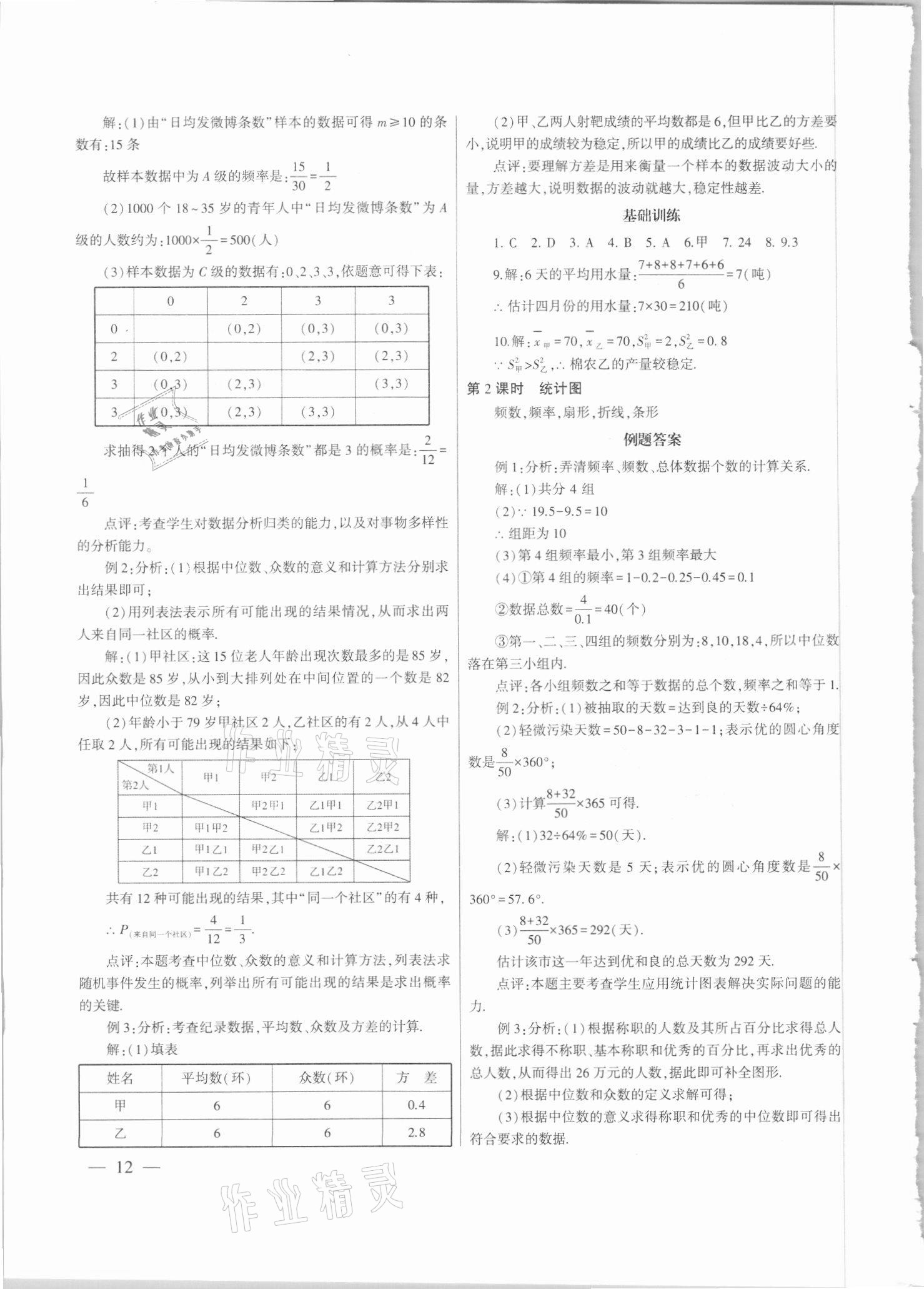 2021年中考總復(fù)習策略指導數(shù)學廣州專版&nbsp;參考答案第12頁